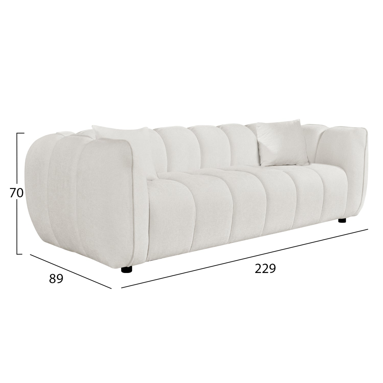 ΚΑΝΑΠΕΣ 3-ΘΕΣΙΟΣ LYKKE HM3323.02 ΕΚΡΟΥ ΥΦΑΣΜΑ 229x89x70Υεκ - Pakobazaar