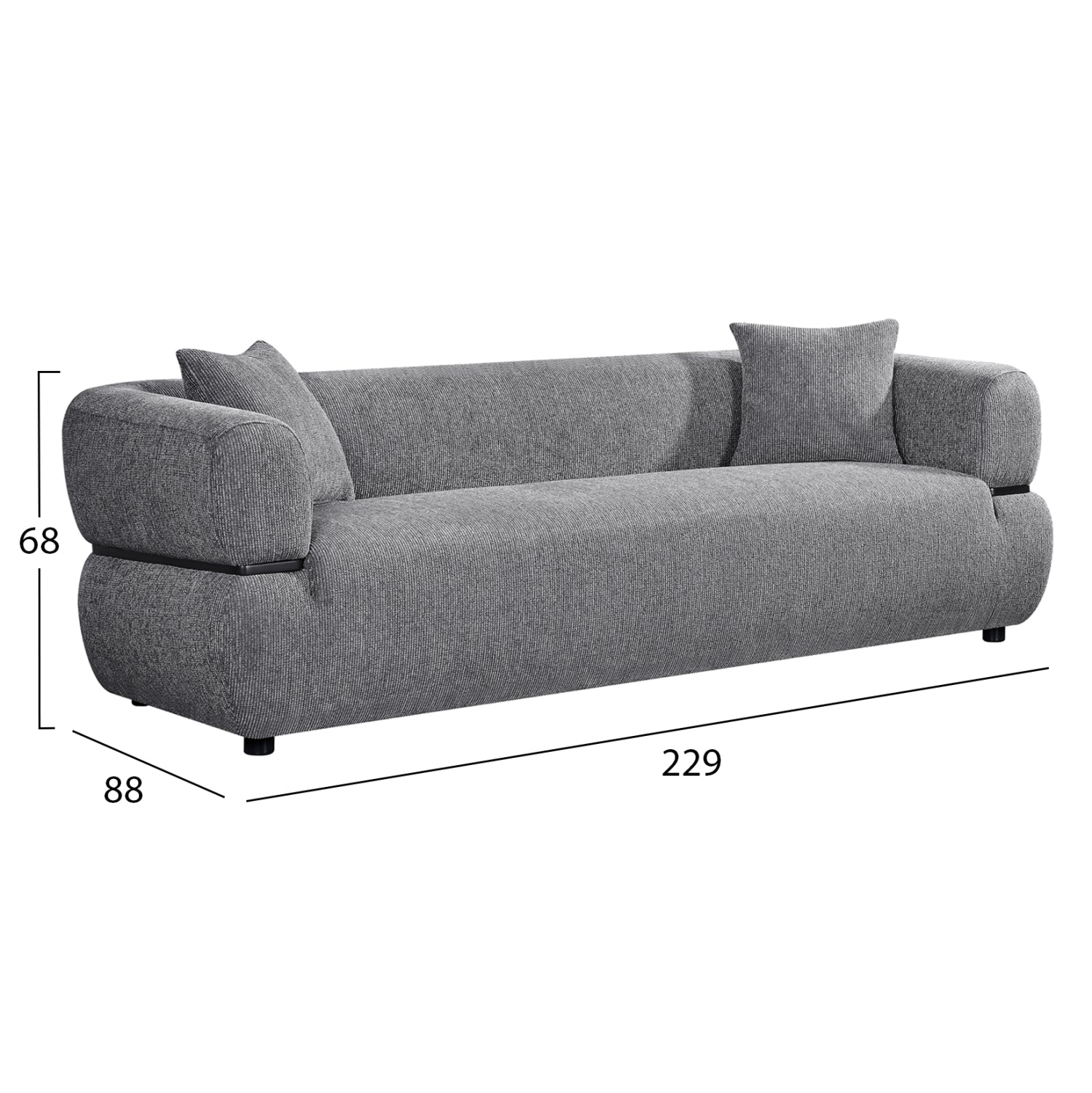 ΚΑΝΑΠΕΣ 3-ΘΕΣΙΟΣ ARCTIS HM3327.01 ΓΚΡΙ ΥΦΑΣΜΑ 229x88x68Υεκ. - Pakobazaar