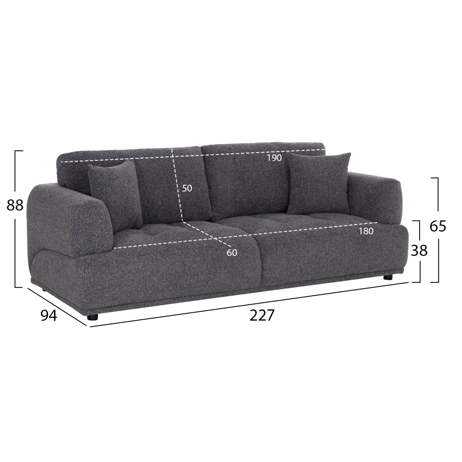 ΚΑΝΑΠΕΣ 3-ΘΕΣΙΟΣ STRUCTO HM3329.01 ΓΚΡΙ ΥΦΑΣΜΑ 227x94x88Υεκ. - Pakobazaar