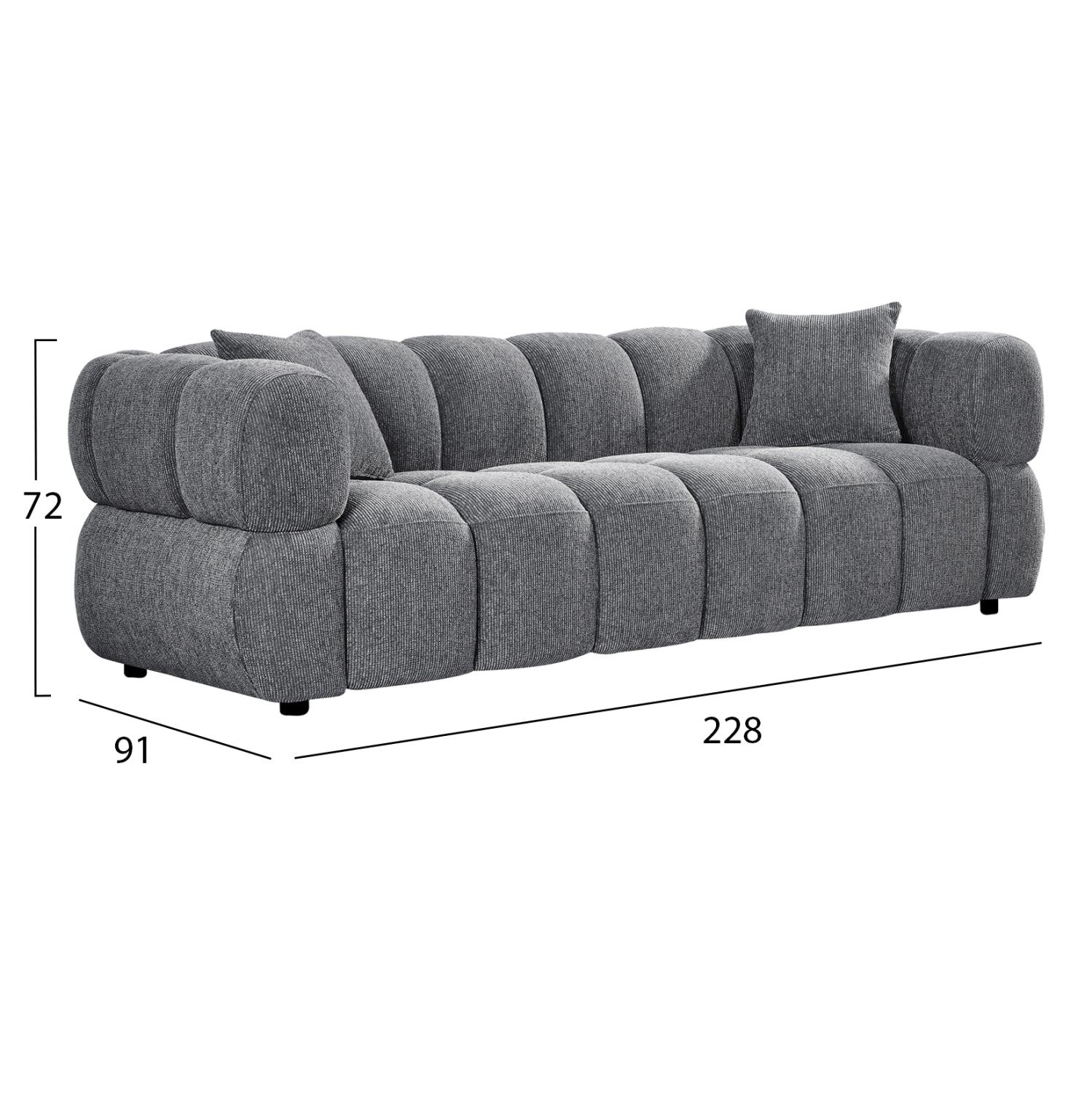 ΚΑΝΑΠΕΣ 3-ΘΕΣΙΟΣ NORIKA HM3331.01 ΓΚΡΙ ΥΦΑΣΜΑ 228x91x72Υεκ. - Pakobazaar