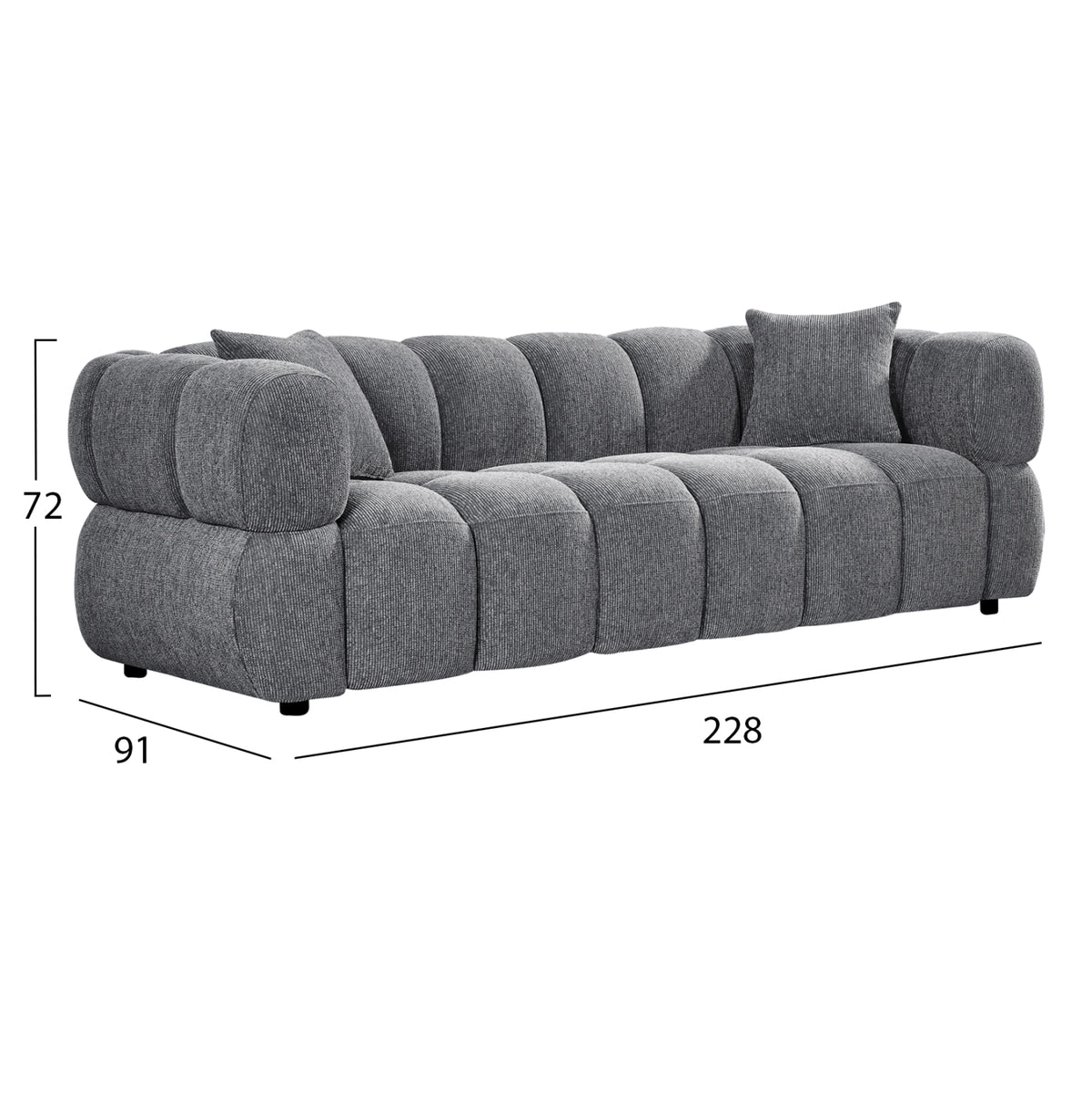 ΚΑΝΑΠΕΣ 3-ΘΕΣΙΟΣ NORIKA HM3331.01 ΓΚΡΙ ΥΦΑΣΜΑ 220x88x85Υεκ. - Pakobazaar