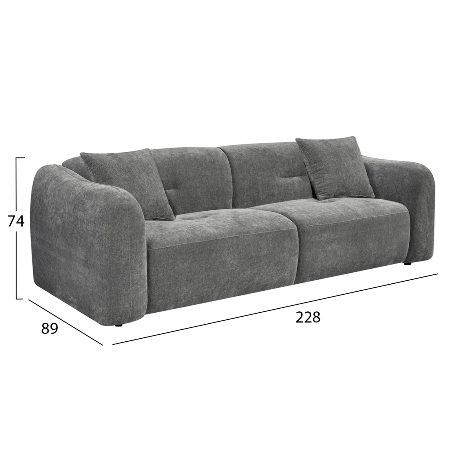 ΚΑΝΑΠΕΣ 3-ΘΕΣΙΟΣ JUNOA HM3333.01 ΓΚΡΙ ΥΦΑΣΜΑ 228x89x74Υεκ - Pakobazaar