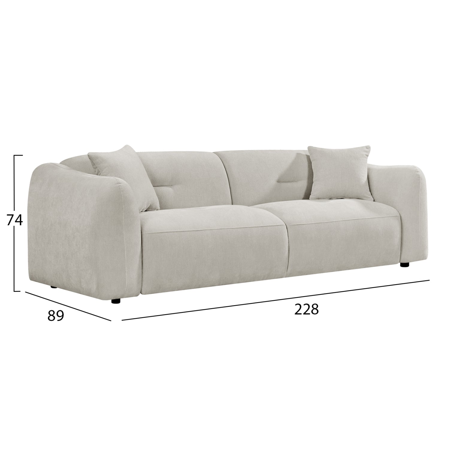 ΚΑΝΑΠΕΣ 3-ΘΕΣΙΟΣ JUNOA HM3333.02 ΕΚΡΟΥ ΥΦΑΣΜΑ 228x89x74Υεκ - Pakobazaar