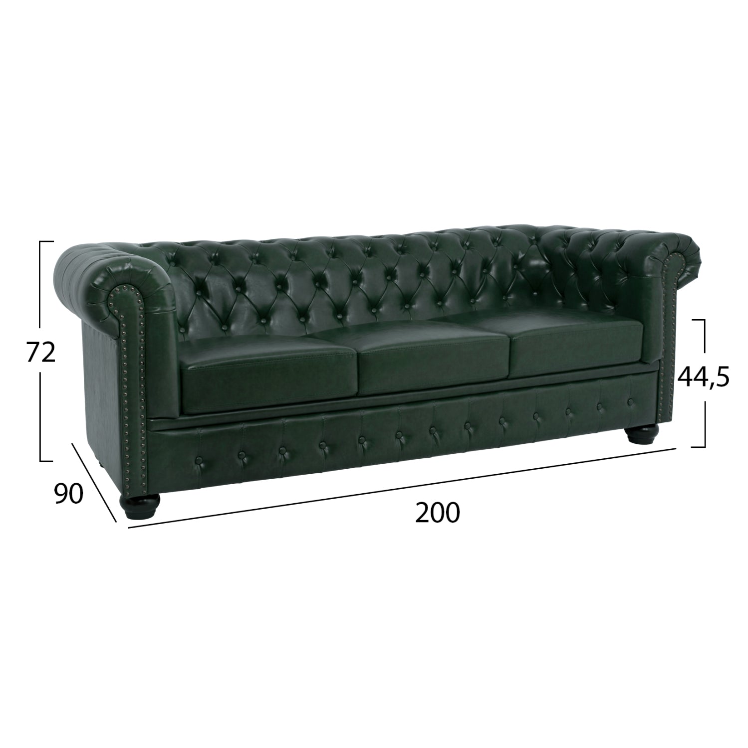 ΚΑΝΑΠΕΣ 3ΘΕΣΙΟΣ T.CHESTERFIELD HM3009.08 ΤΕΧΝΟΔΕΡΜΑ ΚΥΠΑΡΙΣΣΙ 208x90x73 εκ. - Pakobazaar