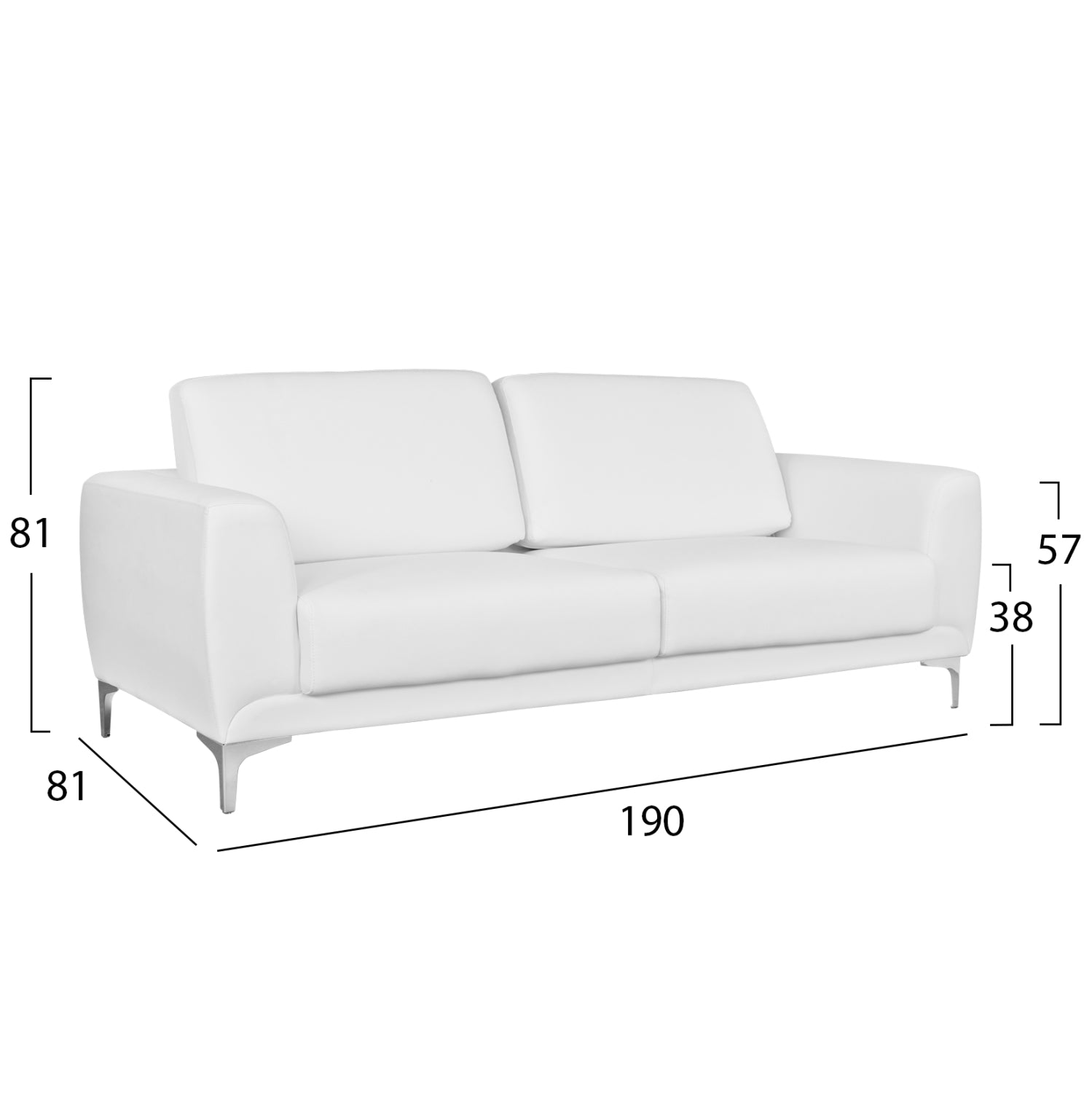 ΚΑΝΑΠΕΣ 3ΘΕΣΙΟΣ KENZIE HM3121.32 ΜΕ ΛΕΥΚΟ PU 190x81x81 εκ. - Pakobazaar