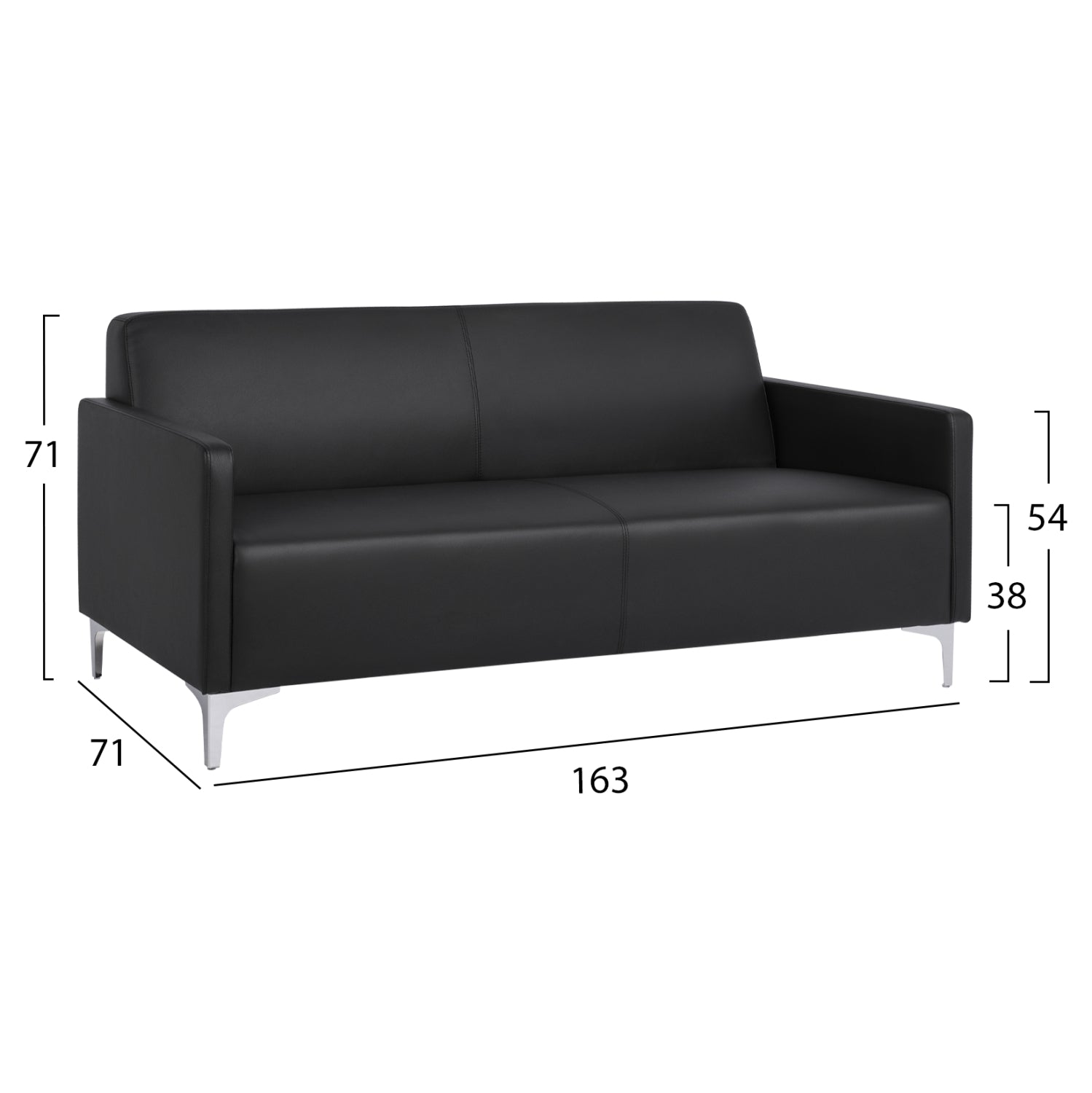 ΚΑΝΑΠΕΣ 3ΘΕΣΙΟΣ NELLIE HM3159.31 ΜΕ ΜΑΥΡΟ PU 163x71x71Υ εκ. - Pakobazaar