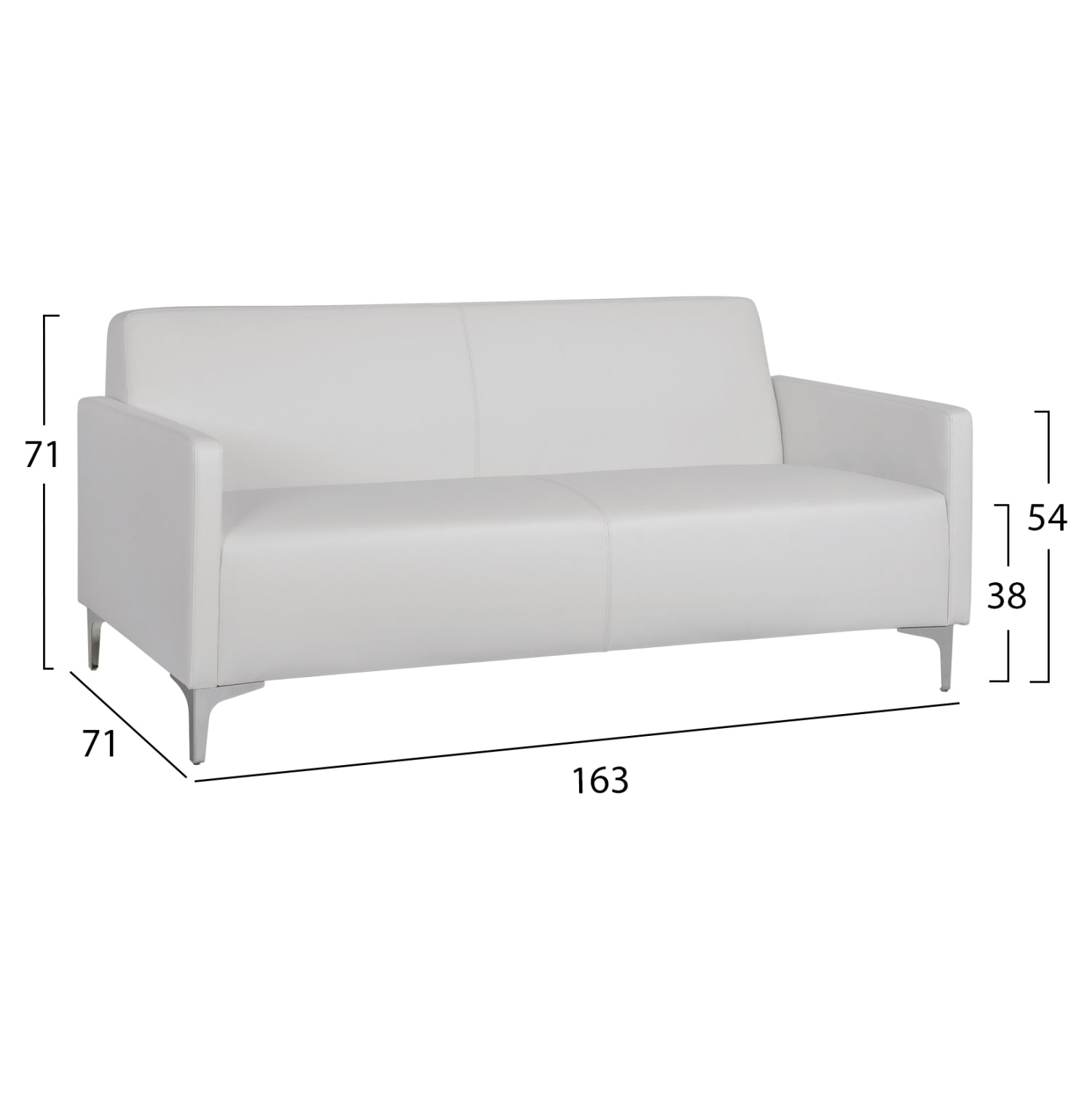 ΚΑΝΑΠΕΣ 3ΘΕΣΙΟΣ NELLIE HM3159.32 ΜΕ ΛΕΥΚΟ PU 163x71x71Υ εκ. - Pakobazaar