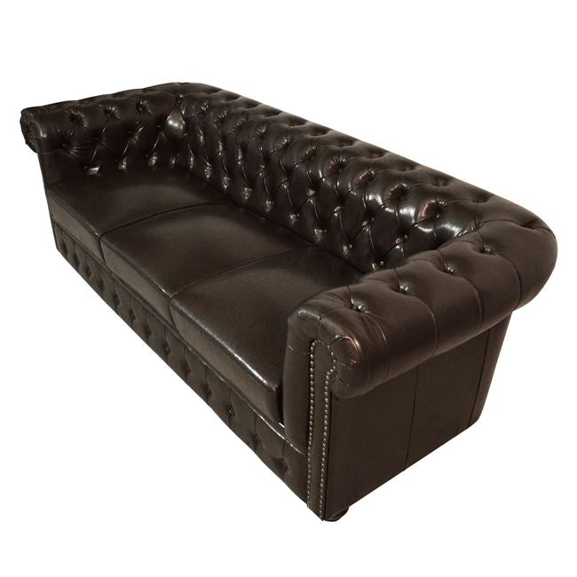 ΚΑΝΑΠΕΣ 3ΘΕΣΙΟΣ T.CHESTERFIELD HM3009.01 ΤΕΧΝΟΔΕΡΜΑ ΣΚΟΥΡΟ ΚΑΦΕ 208x90x73Υ εκ. - Pakobazaar