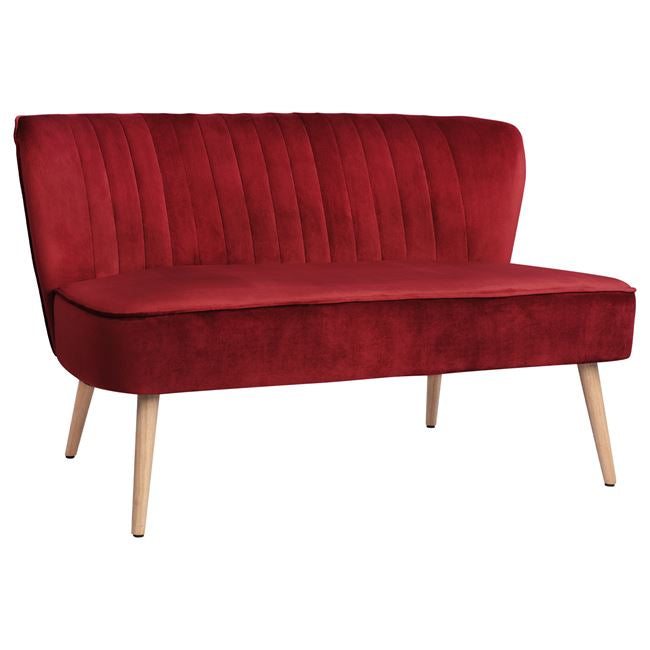 ΚΑΝΑΠΕΣ ANDY 2ΘΕΣΙΟΣ ΚΟΚΚΙΝΟ ΒΕΛΟΥΔΟ HM8401.06 128x70x77Υ εκ. - Pakobazaar