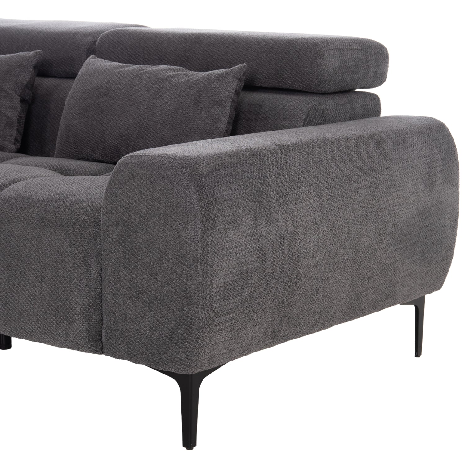 ΚΑΝΑΠΕΣ ΑΡΙΣΤΕΡΗ ΓΩΝΙΑ DIVYA HM3267.12L ΓΚΡΙ ΥΦΑΣΜΑ 260x100-174x104Υεκ. - Pakobazaar