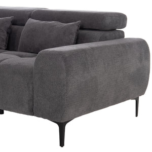 ΚΑΝΑΠΕΣ ΑΡΙΣΤΕΡΗ ΓΩΝΙΑ DIVYA HM3267.12L ΓΚΡΙ ΥΦΑΣΜΑ 260x100-174x104Υεκ. - Pakobazaar