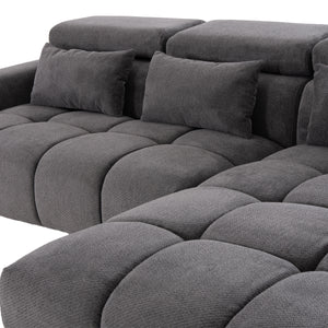 ΚΑΝΑΠΕΣ ΔΕΞΙΑ ΓΩΝΙΑ DIVYA HM3267.12R ΓΚΡΙ ΥΦΑΣΜΑ 260x100-174x104Υεκ. - Pakobazaar