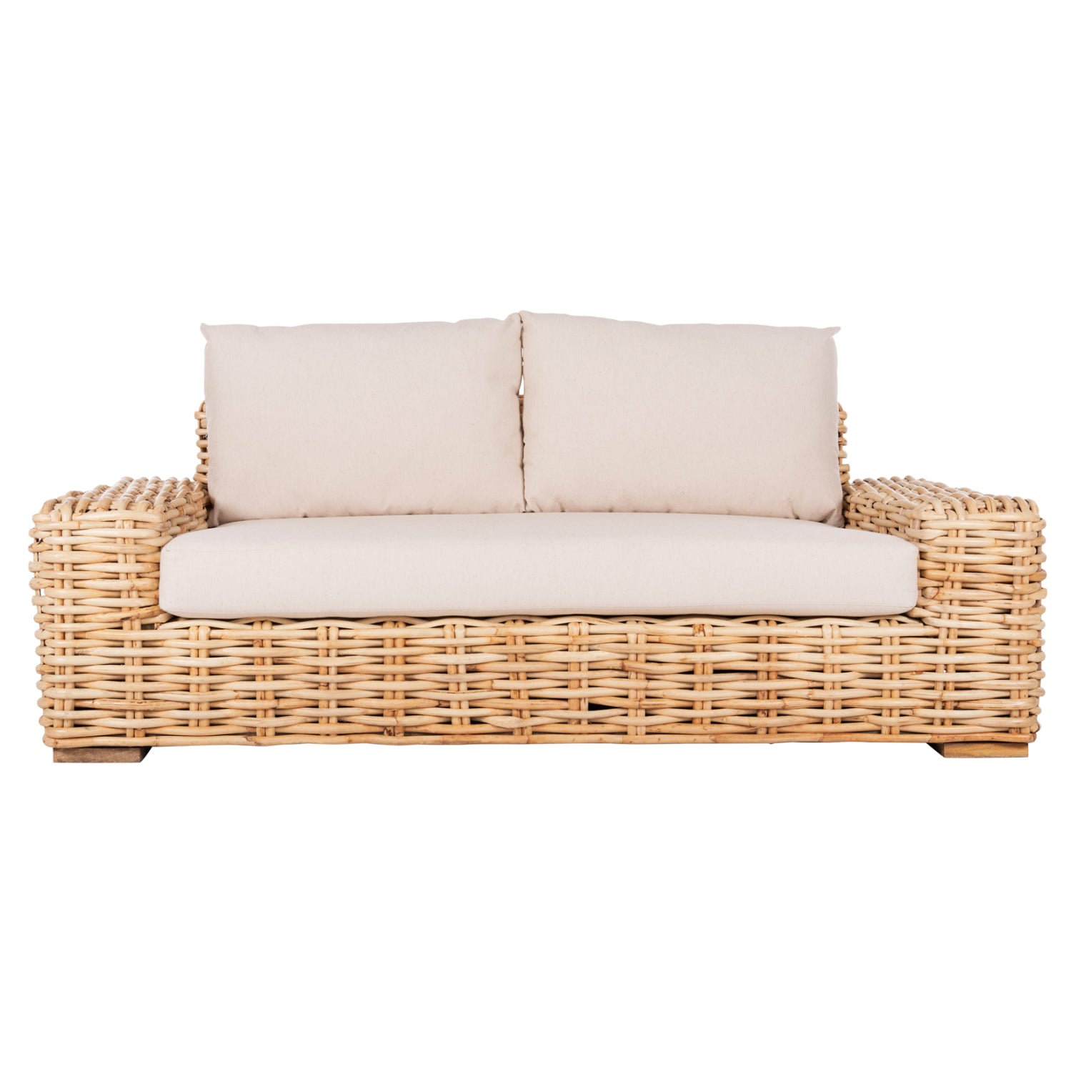 ΚΑΝΑΠΕΣ 2-ΘΕΣΙΟΣ TROPEL HM9809 ΞΥΛΟ MANGO-RATTAN ΦΥΣΙΚΟ-ΛΕΥΚΑ ΜΑΞΙΛΑΡΙΑ 192x88x70-85Υεκ. - Pakobazaar