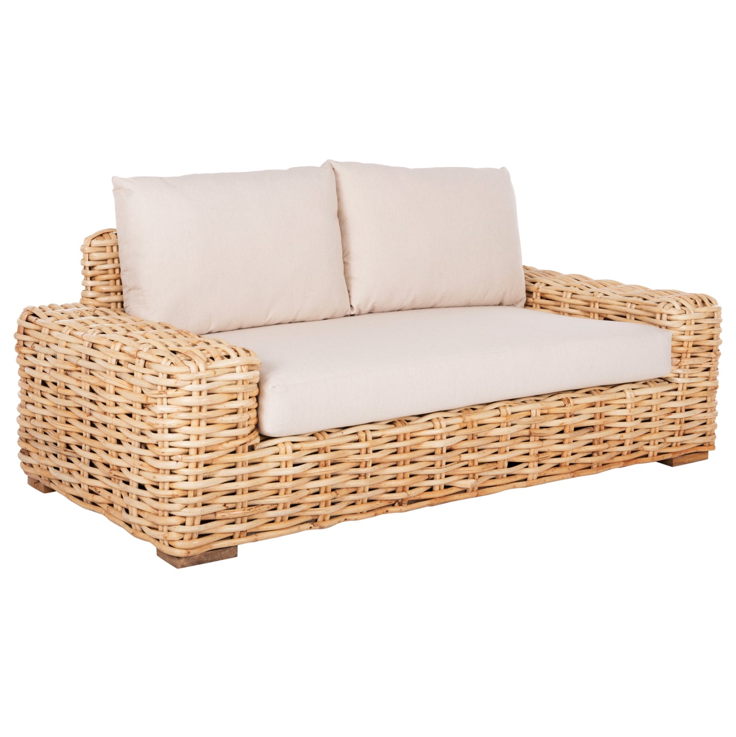 ΚΑΝΑΠΕΣ 2-ΘΕΣΙΟΣ TROPEL HM9809 ΞΥΛΟ MANGO-RATTAN ΦΥΣΙΚΟ-ΛΕΥΚΑ ΜΑΞΙΛΑΡΙΑ 192x88x70-85Υεκ. - Pakobazaar