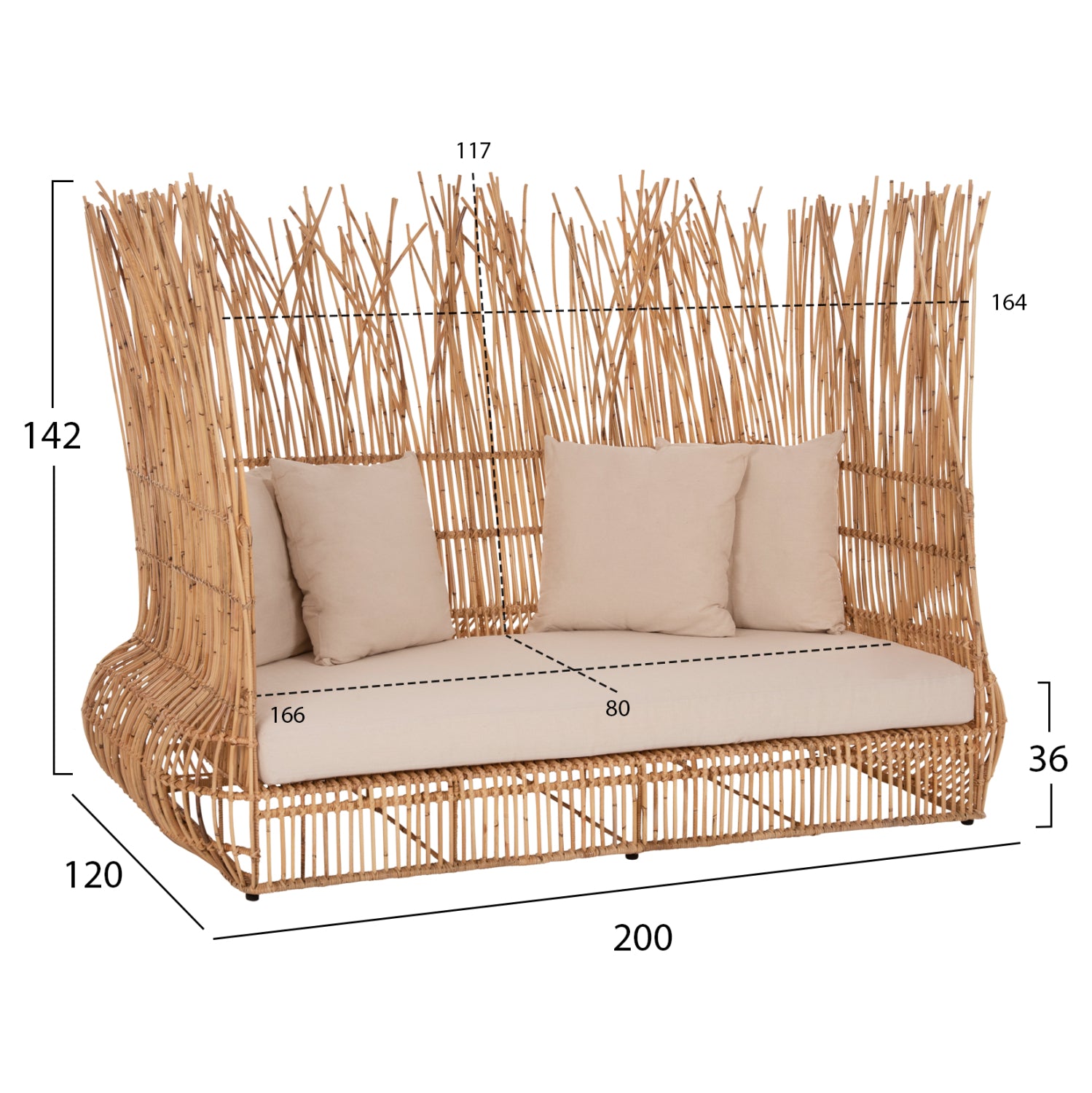 ΚΑΝΑΠΕΣ ΕΞ. ΧΩΡΟΥ ZEPHYR HM5988 ΚΑΛΑΜΙΑ RATTAN ΦΥΣΙΚΟ-ΜΠΕΖ ΜΑΞΙΛΑΡΙΑ 200x120x142Yεκ. - Pakobazaar