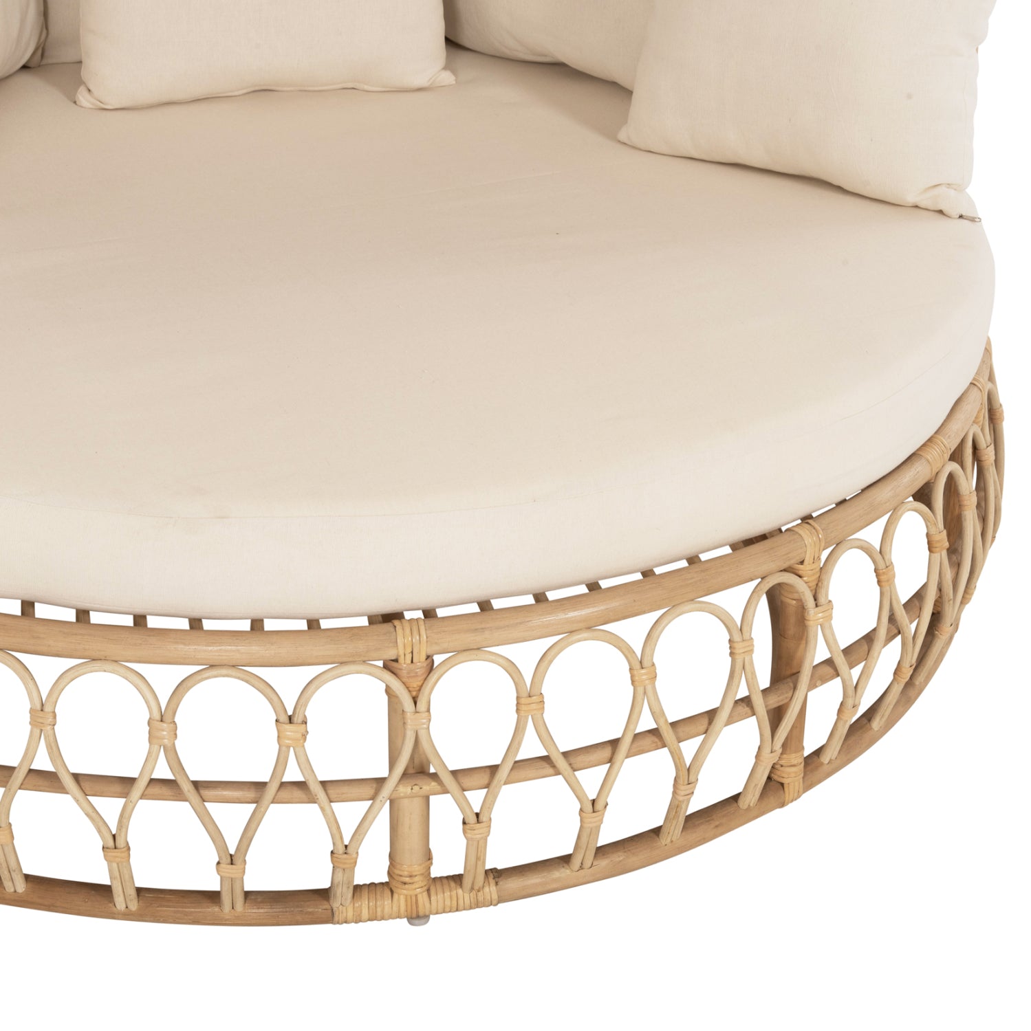 ΚΑΝΑΠΕΣ ΕΞΩΤ.ΧΩΡΟΥ ΣΤΡΟΓΓΥΛΟΣ MARJOM HM9765 ΦΥΣΙΚΟ RATTAN-ΕΚΡΟΥ ΥΦΑΣΜΑ Φ148x287Υεκ. - Pakobazaar