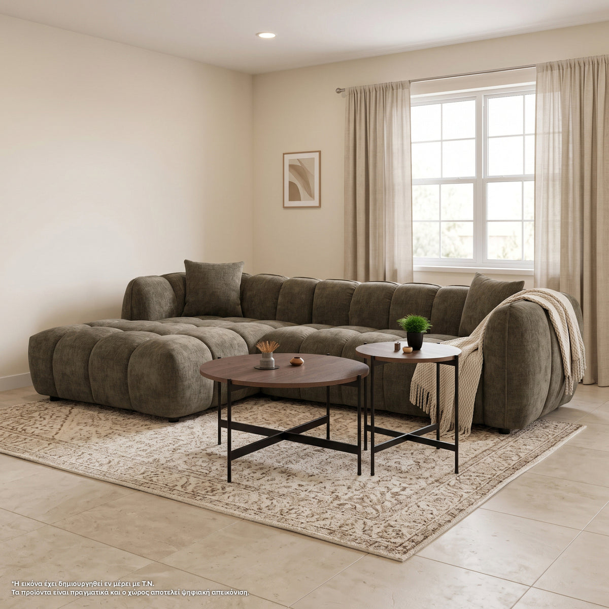 ΚΑΝΑΠΕΣ ΓΩΝΙΑ (ΑΡΙΣΤΕΡΗ) LYKKE HM3326.03L ΠΡΑΣΙΝΟ ΥΦΑΣΜΑ 280x83-160(η γωνία)x80Υεκ - Pakobazaar
