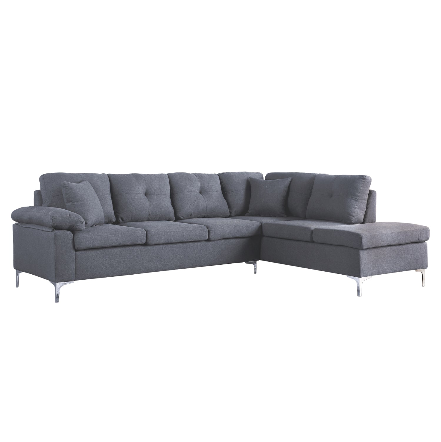 ΚΑΝΑΠΕΣ ΓΩΝΙΑ ΔΕΞΙΑ ZAILA HM3087R ΥΦΑΣΜΑ ΓΚΡΙ 282x197x90Y εκ. - Pakobazaar