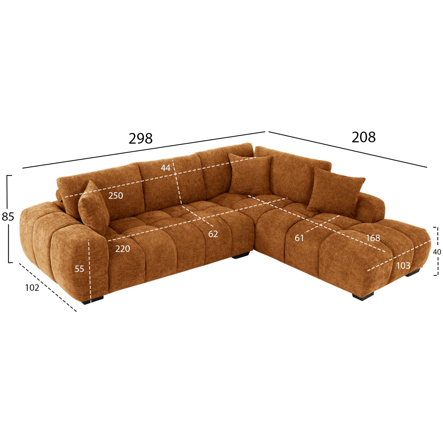 ΚΑΝΑΠΕΣ ΓΩΝΙΑ (ΔΕΞΙΑ) COVEN HM3266.02R ΚΕΡΑΜΙΔΙ ΥΦΑΣΜΑ 298x102-208x85Υεκ. - Pakobazaar