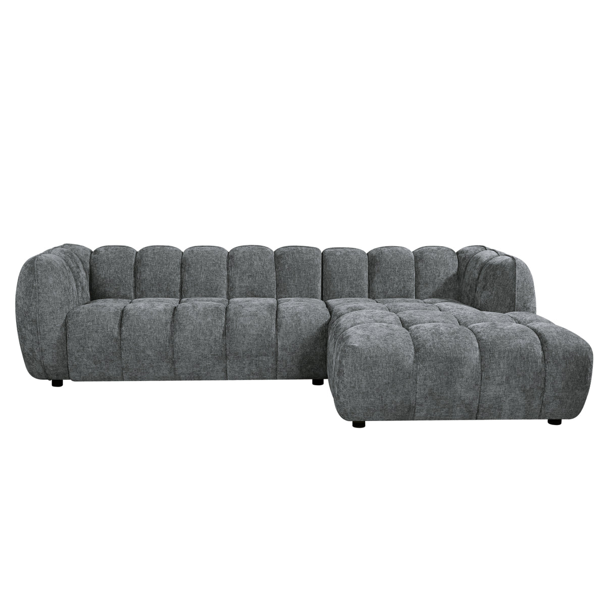 ΚΑΝΑΠΕΣ ΓΩΝΙΑ (ΔΕΞΙΑ) LYKKE HM3326.01R ΓΚΡΙ ΥΦΑΣΜΑ 280x89-165(η γωνία)x70Υεκ - Pakobazaar