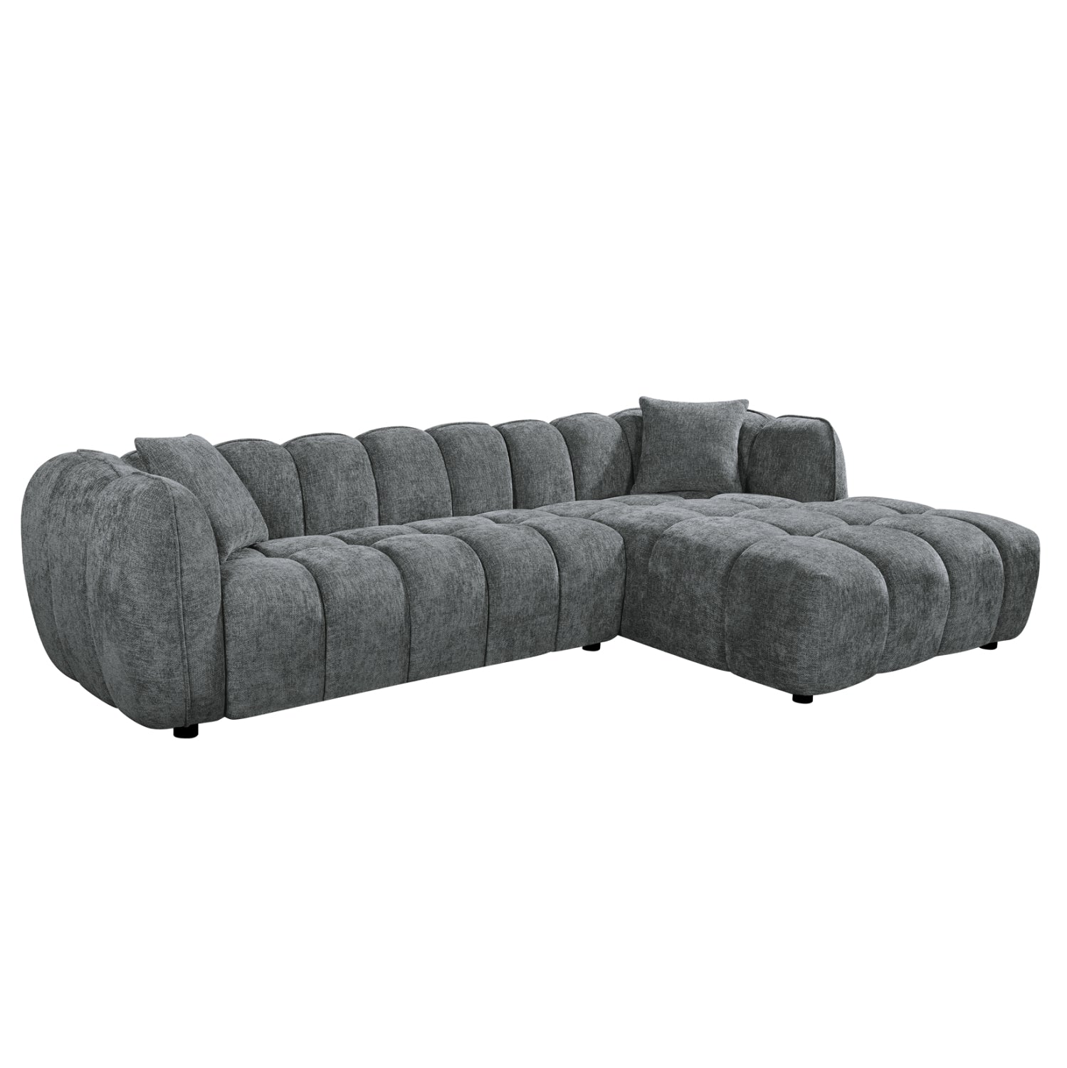 ΚΑΝΑΠΕΣ ΓΩΝΙΑ (ΔΕΞΙΑ) LYKKE HM3326.01R ΓΚΡΙ ΥΦΑΣΜΑ 280x89-165(η γωνία)x70Υεκ - Pakobazaar