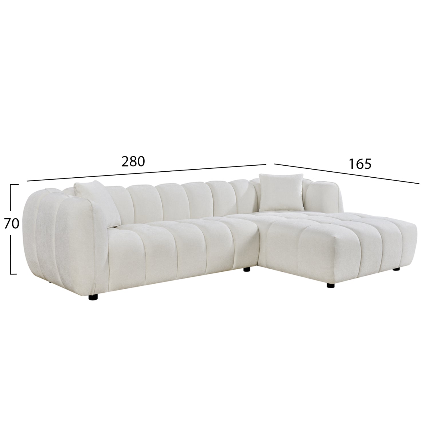 ΚΑΝΑΠΕΣ ΓΩΝΙΑ (ΔΕΞΙΑ) LYKKE HM3326.02R ΕΚΡΟΥ ΥΦΑΣΜΑ 280x89-165(η γωνία)x70Υεκ - Pakobazaar
