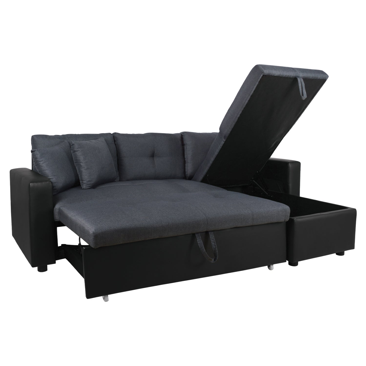 ΚΑΝΑΠΕΣ ΓΩΝΙΑ ΚΡΕΒΑΤΙ WAYNE 220x146x86Υεκ.HM3028.01 ΓΚΡΙ ΜΕ ΜΑΥΡΟ PU - Pakobazaar
