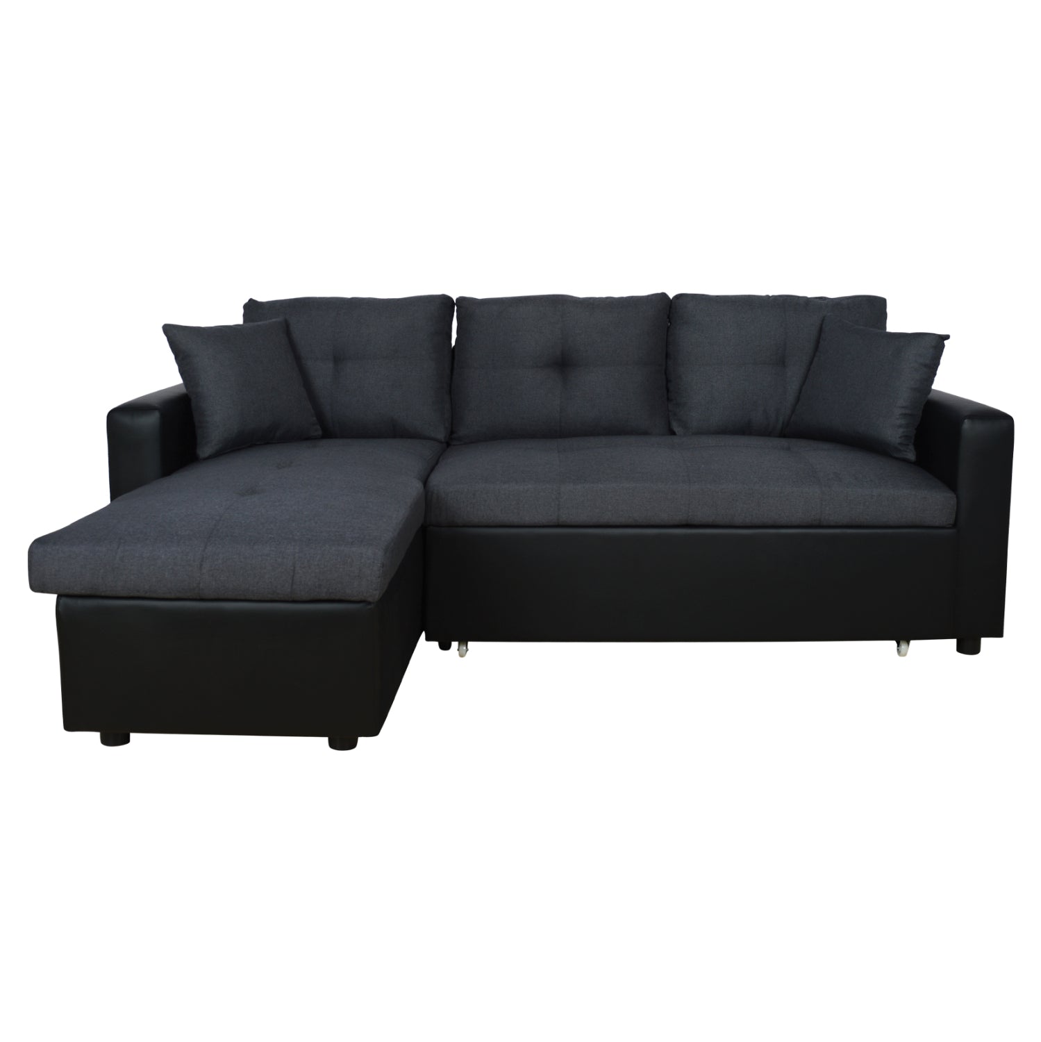 ΚΑΝΑΠΕΣ ΓΩΝΙΑ ΚΡΕΒΑΤΙ WAYNE 220x146x86Υεκ.HM3028.01 ΓΚΡΙ ΜΕ ΜΑΥΡΟ PU - Pakobazaar
