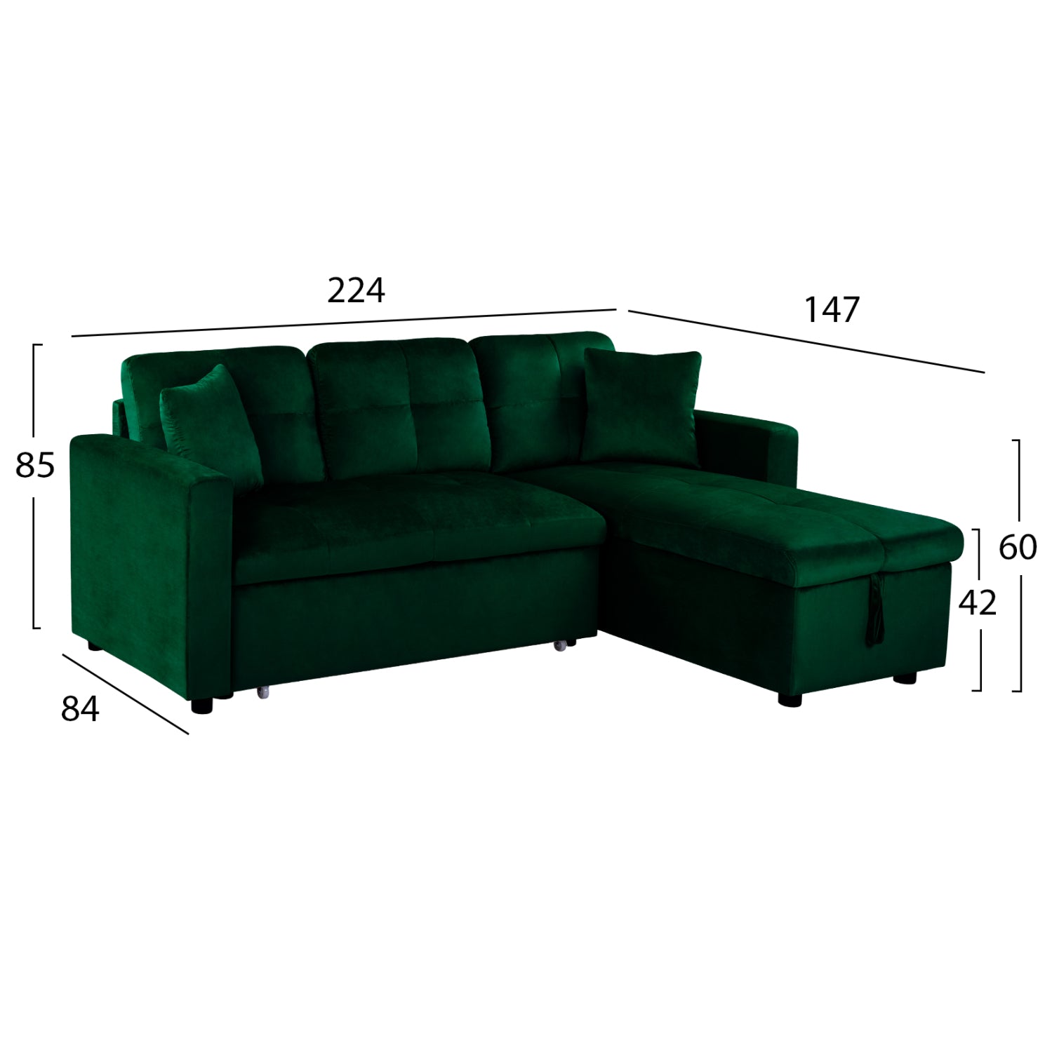 ΚΑΝΑΠΕΣ ΓΩΝΙΑ ΚΡΕΒΑΤΙ WAYNE 224x147x85Υεκ. HM3028.13 ΒΕΛΟΥΔΟ ΚΥΠΑΡΙΣΣΙ - Pakobazaar