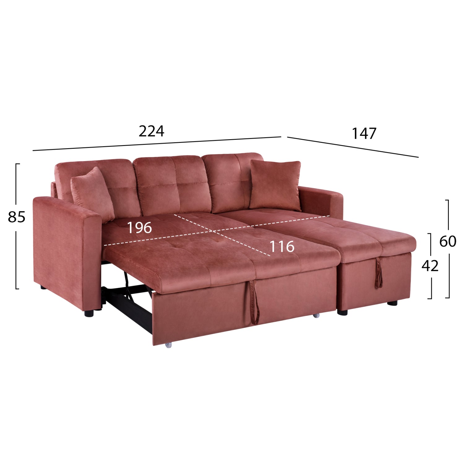 ΚΑΝΑΠΕΣ ΓΩΝΙΑ ΚΡΕΒΑΤΙ WAYNE 224x147x85Υεκ. HM3028.12 ΒΕΛΟΥΔΟ ΣΑΠΙΟ ΜΗΛΟ - Pakobazaar