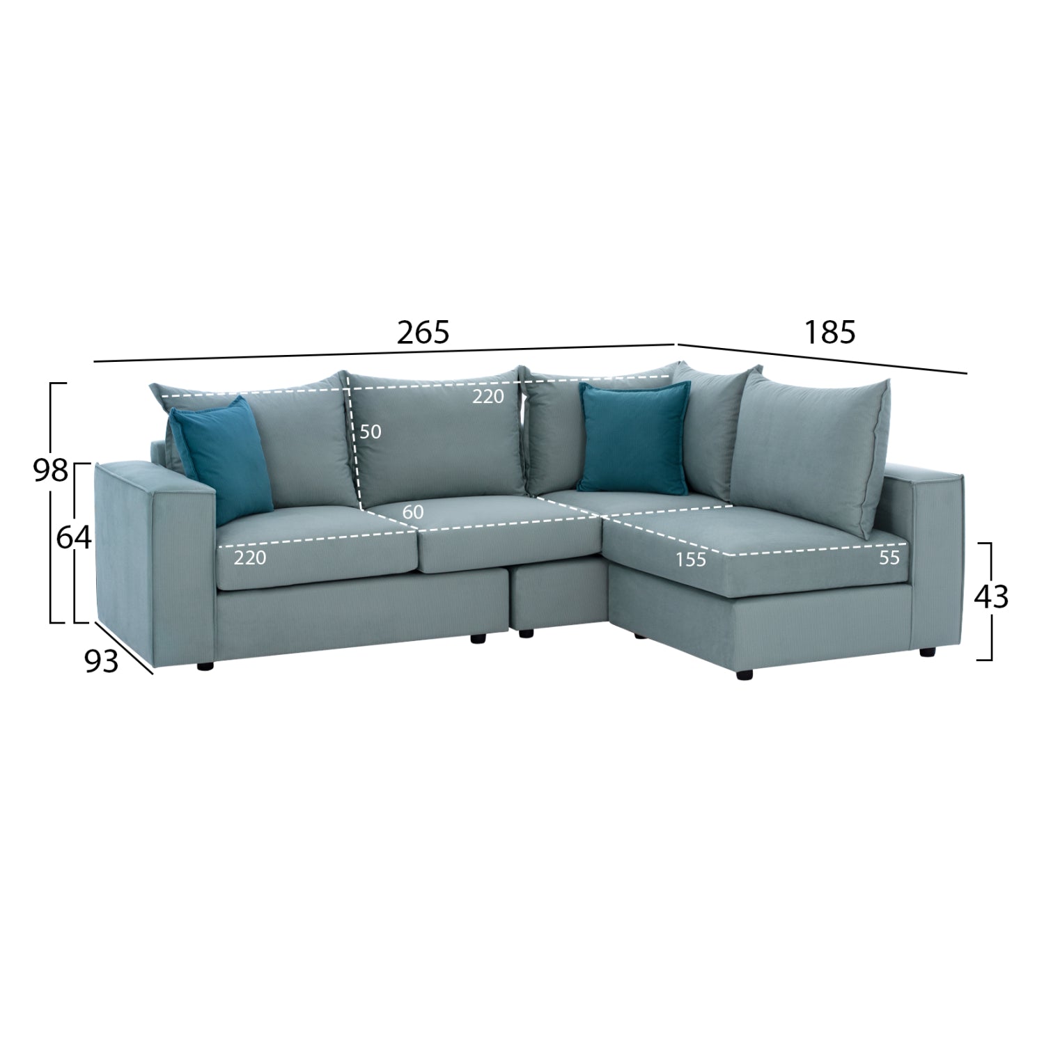 ΚΑΝΑΠΕΣ ΓΩΝΙΑ ΠΟΛΥΜΟΡΦΙΚΟΣ MONZA ΥΦΑΣΜΑ ΑΛΕΚΙΑΣΤΟ ΦΥΣΤΙΚΙ-ΠΕΤΡΟΛ  265x195x98Yεκ. HM3256.08 - Pakobazaar