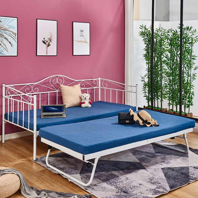 ΚΑΝΑΠΕΣ ΚΡΕΒΑΤΙ MAEKO 190Χ90 ΛΕΥΚΟΣ+ΕΠΕΚΤ/ΜΕΝΟ ΒΟΗΘΗΤΙΚΟ ΚΡΕΒΑΤΙ 85Χ185 HM571.02 - Pakobazaar