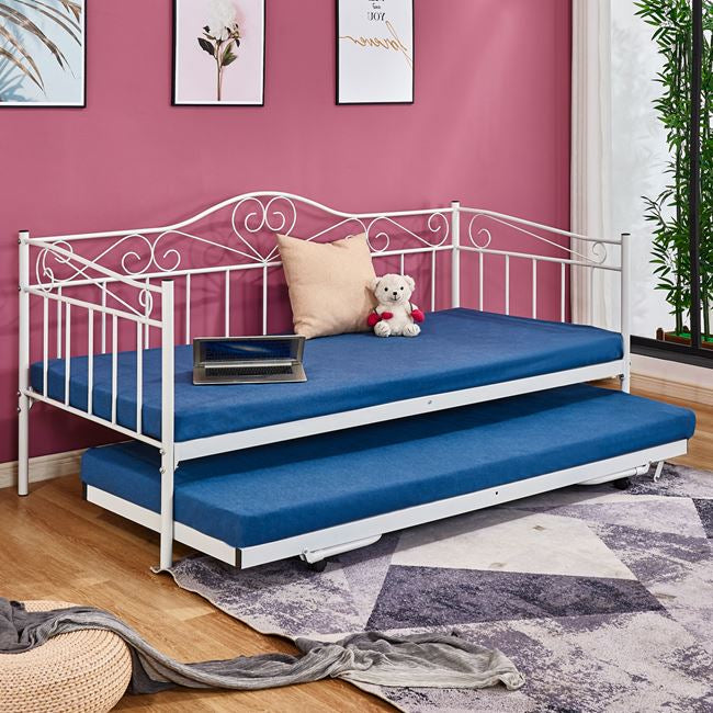 ΚΑΝΑΠΕΣ ΚΡΕΒΑΤΙ MAEKO 190Χ90 ΛΕΥΚΟΣ+ΕΠΕΚΤ/ΜΕΝΟ ΒΟΗΘΗΤΙΚΟ ΚΡΕΒΑΤΙ 85Χ185 HM571.02 - Pakobazaar