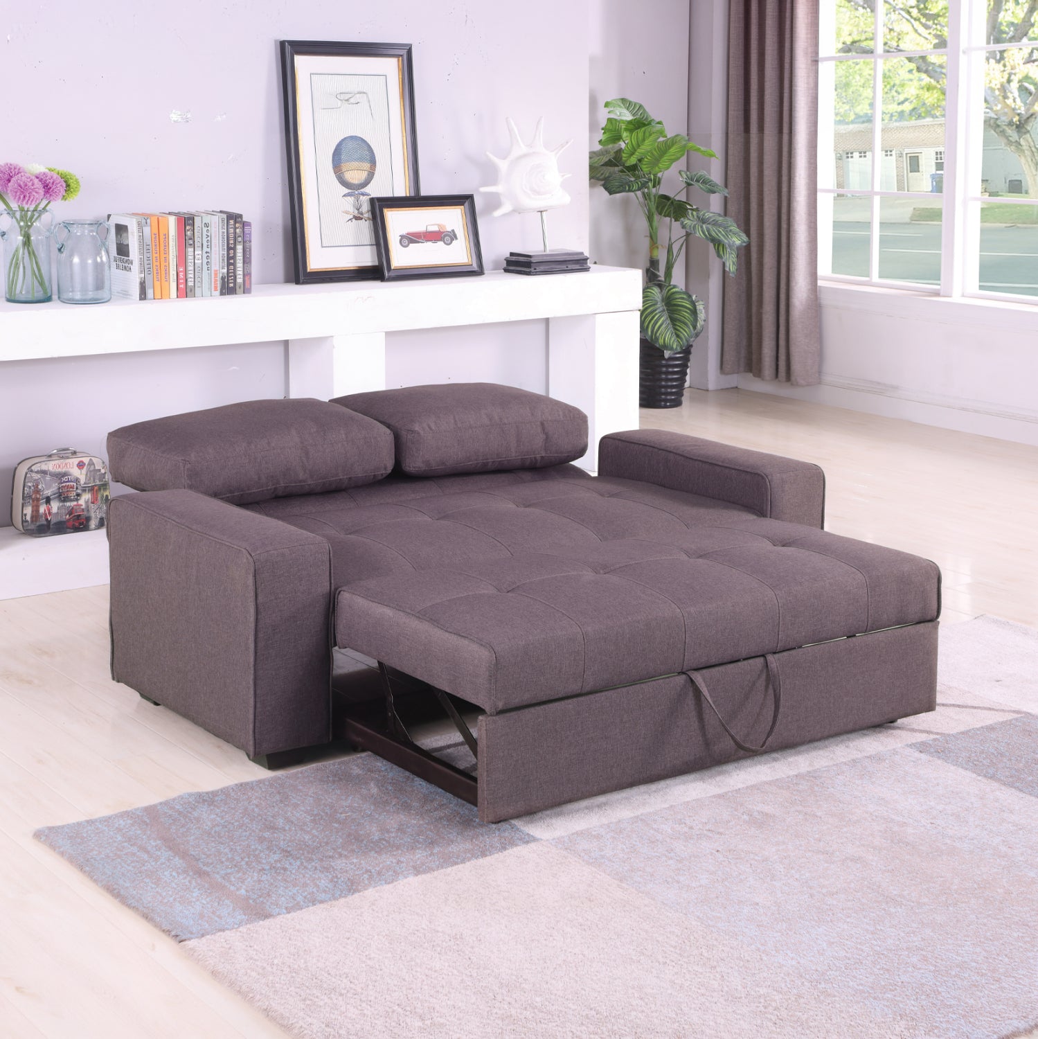 ΚΑΝΑΠΕΣ ΚΡΕΒΑΤΙ KANNA 2ΘΕΣΙΟΣ 176x102x91 εκ.HM3082.01 ΜΕ ΚΑΦΕ ΥΦΑΣΜΑ 176x102x91 εκ. - Pakobazaar