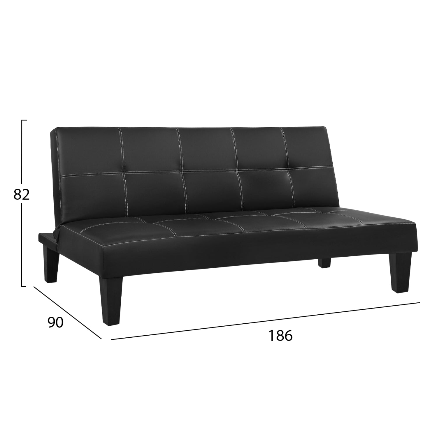 ΚΑΝΑΠΕΣ ΚΡΕΒΑΤΙ 3Θ HM3002.02 ΜΑΥΡΟΣ PU ΜΕ ΓΑΖΙΑ 186x90x82 - Pakobazaar