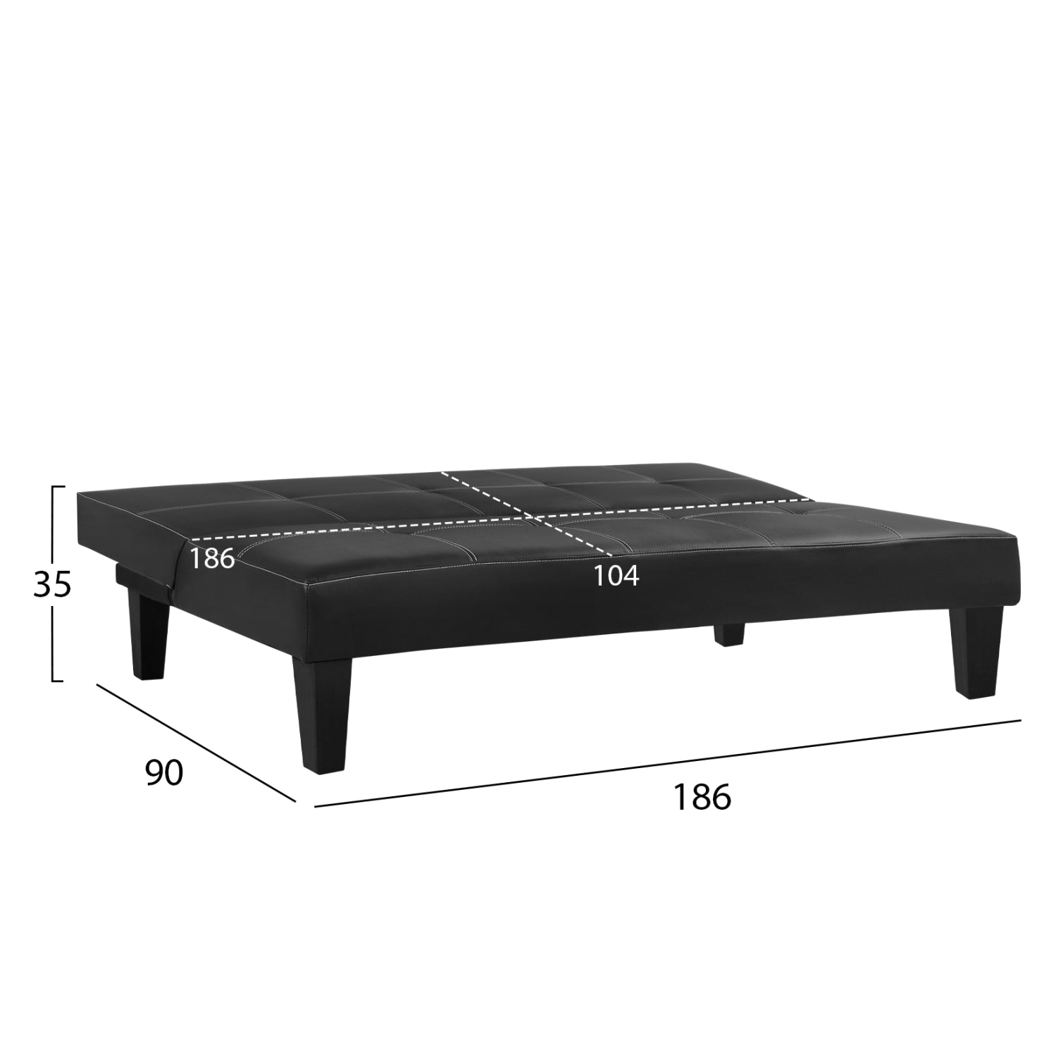 ΚΑΝΑΠΕΣ ΚΡΕΒΑΤΙ 3Θ HM3002.02 ΜΑΥΡΟΣ PU ΜΕ ΓΑΖΙΑ 186x90x82 - Pakobazaar