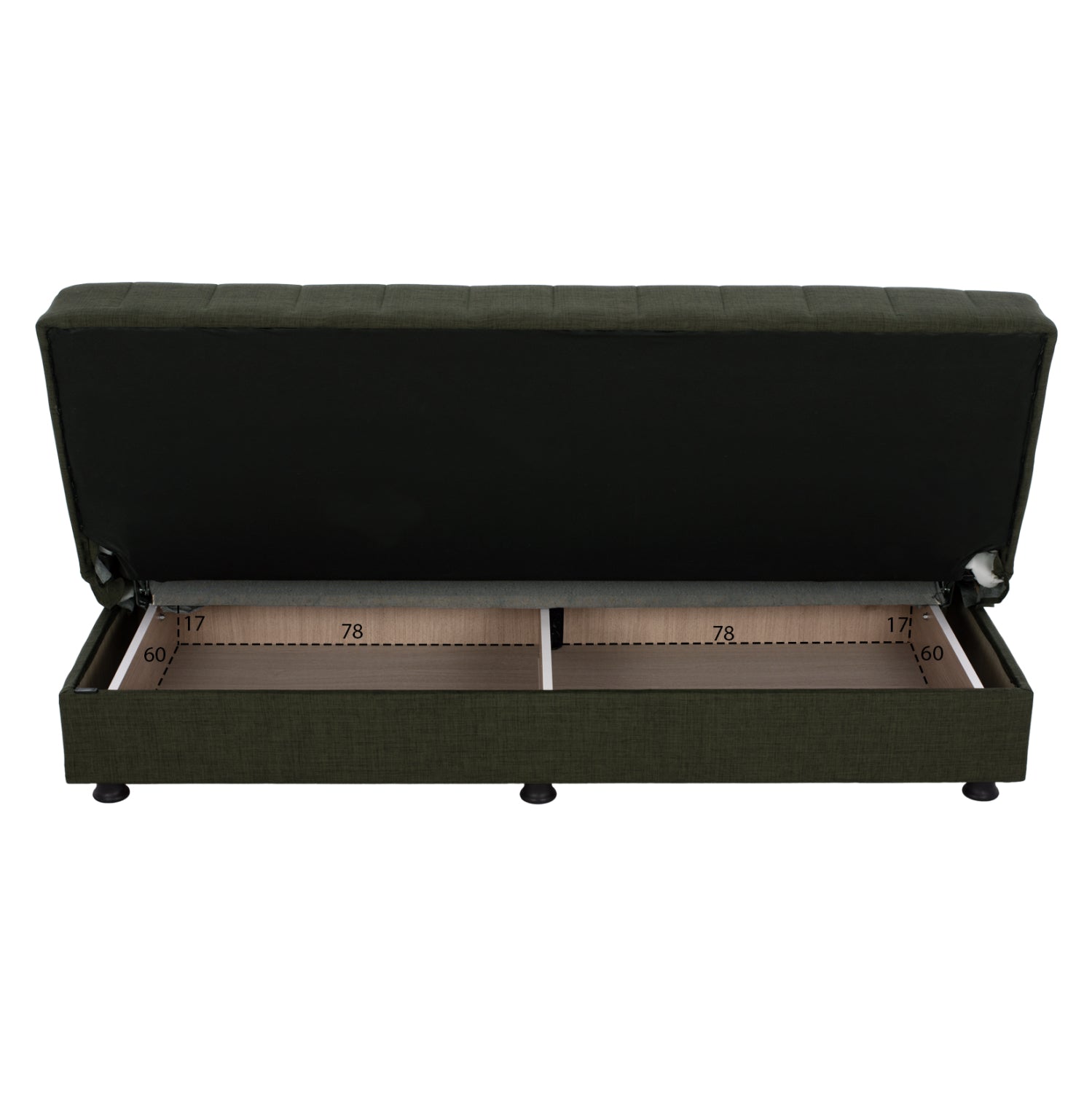 ΚΑΝΑΠΕΣ ΚΡΕΒΑΤΙ ANDRI ΤΡΙΘΕΣΙΟΣ DARK OLIVE HM3239.05 180x72x77 εκ. - Pakobazaar