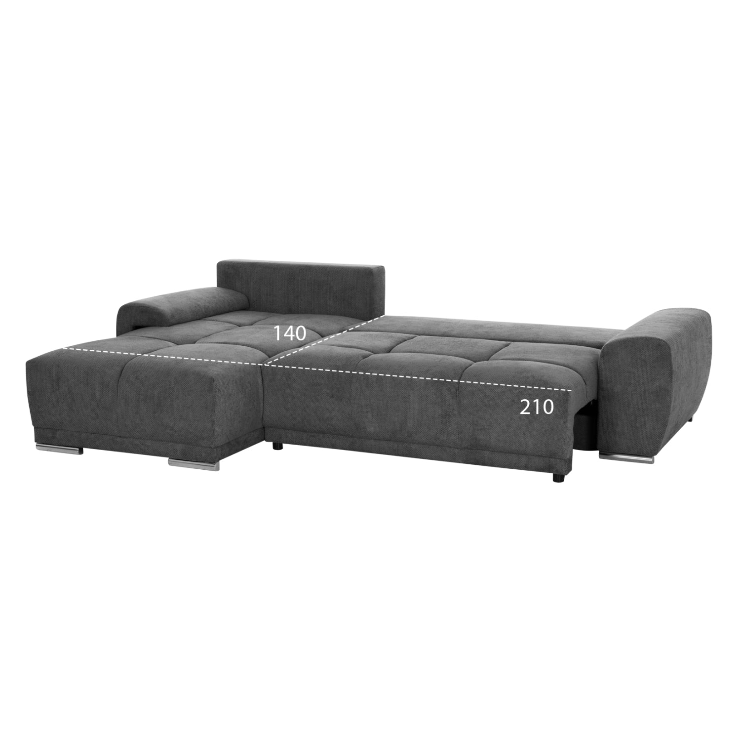 ΚΑΝΑΠΕΣ ΚΡΕΒΑΤΙ ΑΡΙΣΤΕΡΗ ΓΩΝΙΑ COMFYRA HM3336.01L ΓΚΡΙ ΥΦΑΣΜΑ 270x181x75Υεκ - Pakobazaar