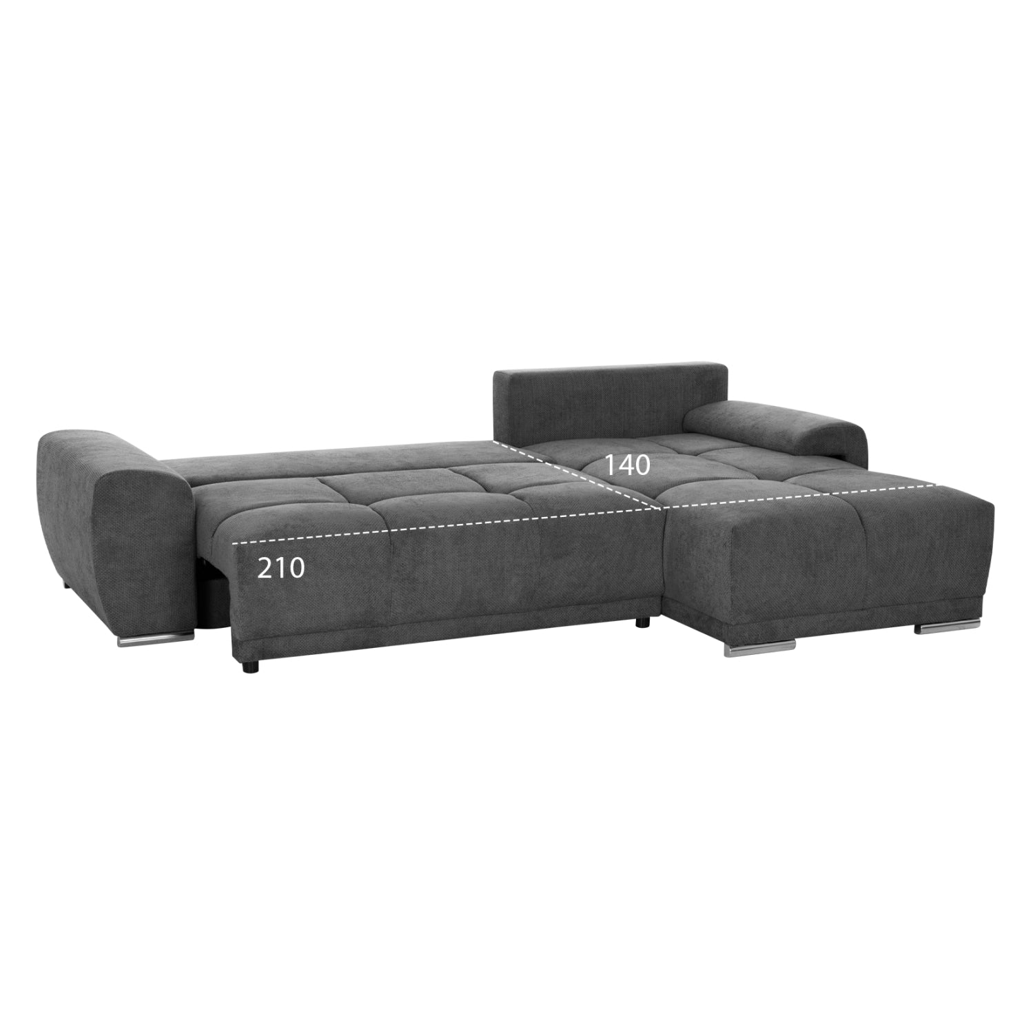 ΚΑΝΑΠΕΣ ΚΡΕΒΑΤΙ ΔΕΞΙΑ ΓΩΝΙΑ COMFYRA HM3336.01R ΓΚΡΙ ΥΦΑΣΜΑ 270x181x75Υεκ - Pakobazaar