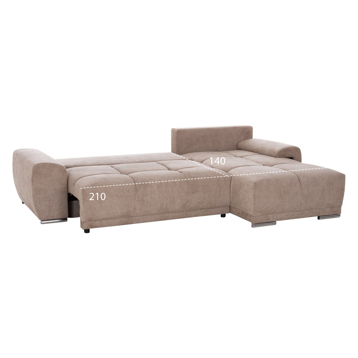 ΚΑΝΑΠΕΣ ΚΡΕΒΑΤΙ ΔΕΞΙΑ ΓΩΝΙΑ COMFYRA HM3336.03R ΜΠΕΖ ΥΦΑΣΜΑ 270x181x75Υεκ - Pakobazaar