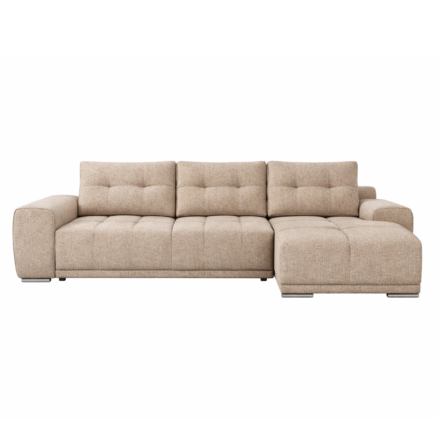 ΚΑΝΑΠΕΣ ΚΡΕΒΑΤΙ ΔΕΞΙΑ ΓΩΝΙΑ COMFYRA HM3336.03R ΜΠΕΖ ΥΦΑΣΜΑ 270x181x75Υεκ - Pakobazaar