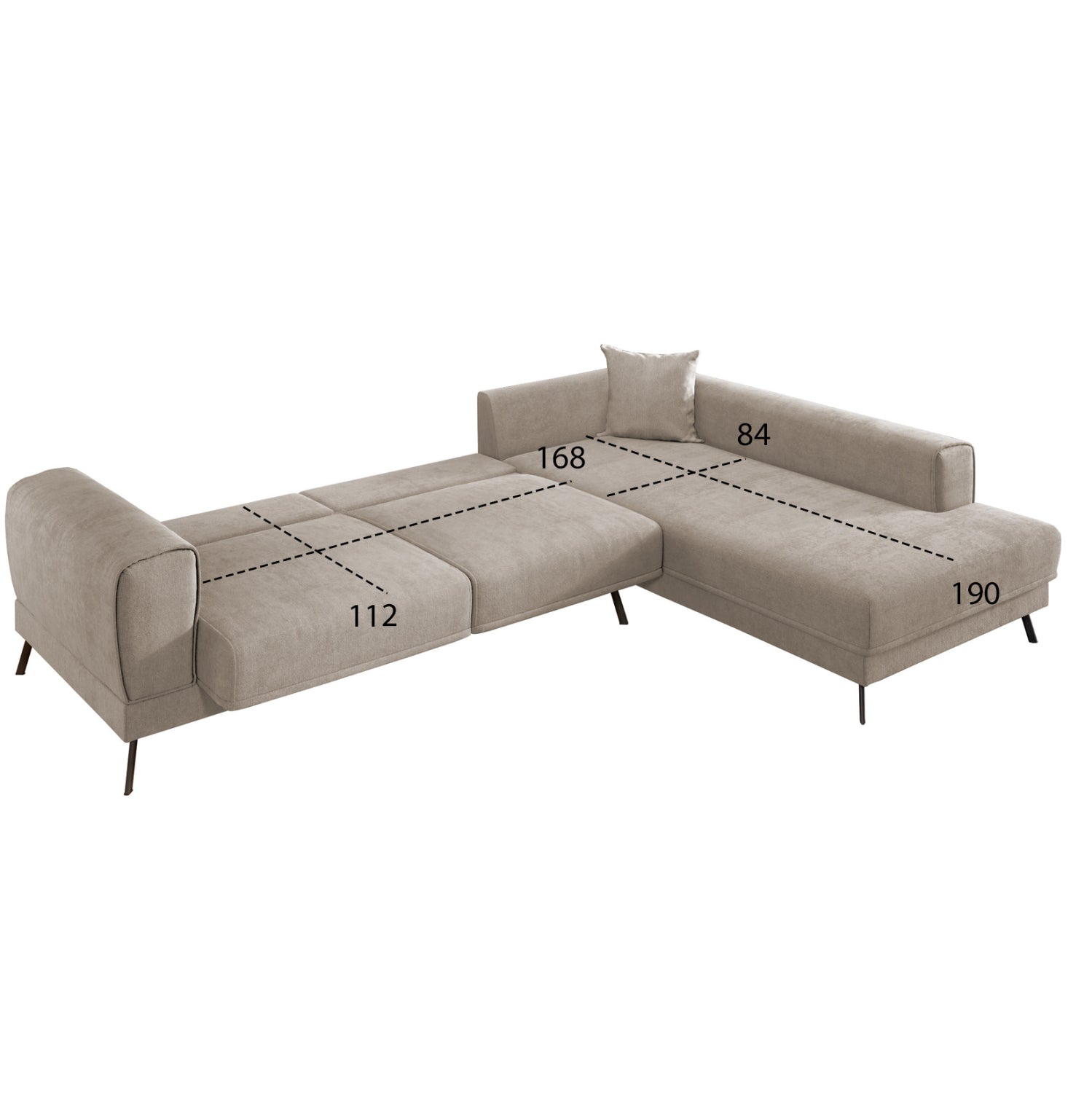 ΚΑΝΑΠΕΣ ΚΡΕΒΑΤΙ ΔΕΞΙΑ ΓΩΝΙΑ ZENORA HM3337.03R ΜΠΕΖ ΥΦΑΣΜΑ 303x214x80Υεκ - Pakobazaar