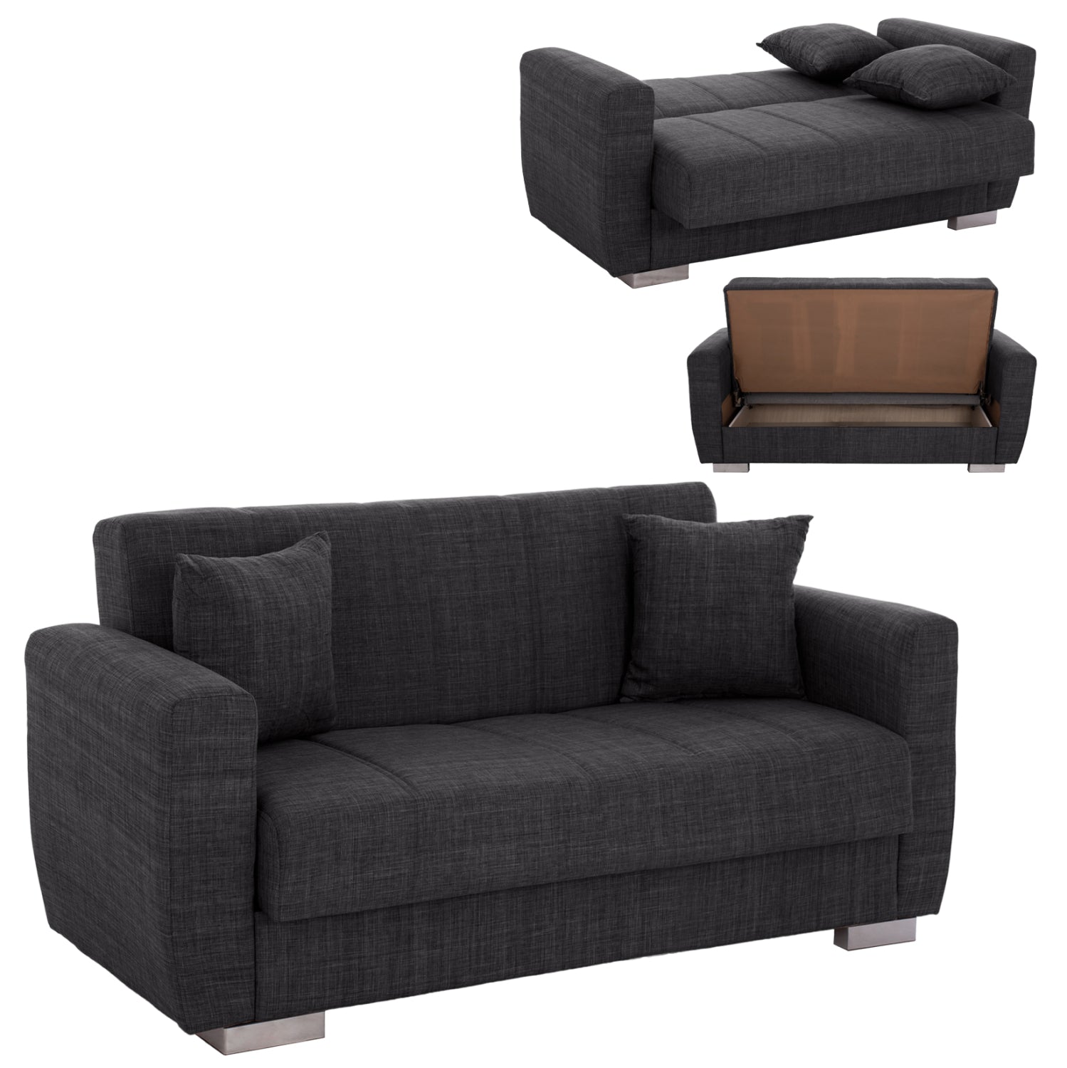 ΚΑΝΑΠΕΣ ΚΡΕΒΑΤΙ POLYA ΔΙΘΕΣΙΟΣ ΓΚΡΙ HM3241.03 153x87x77Υεκ. - Pakobazaar