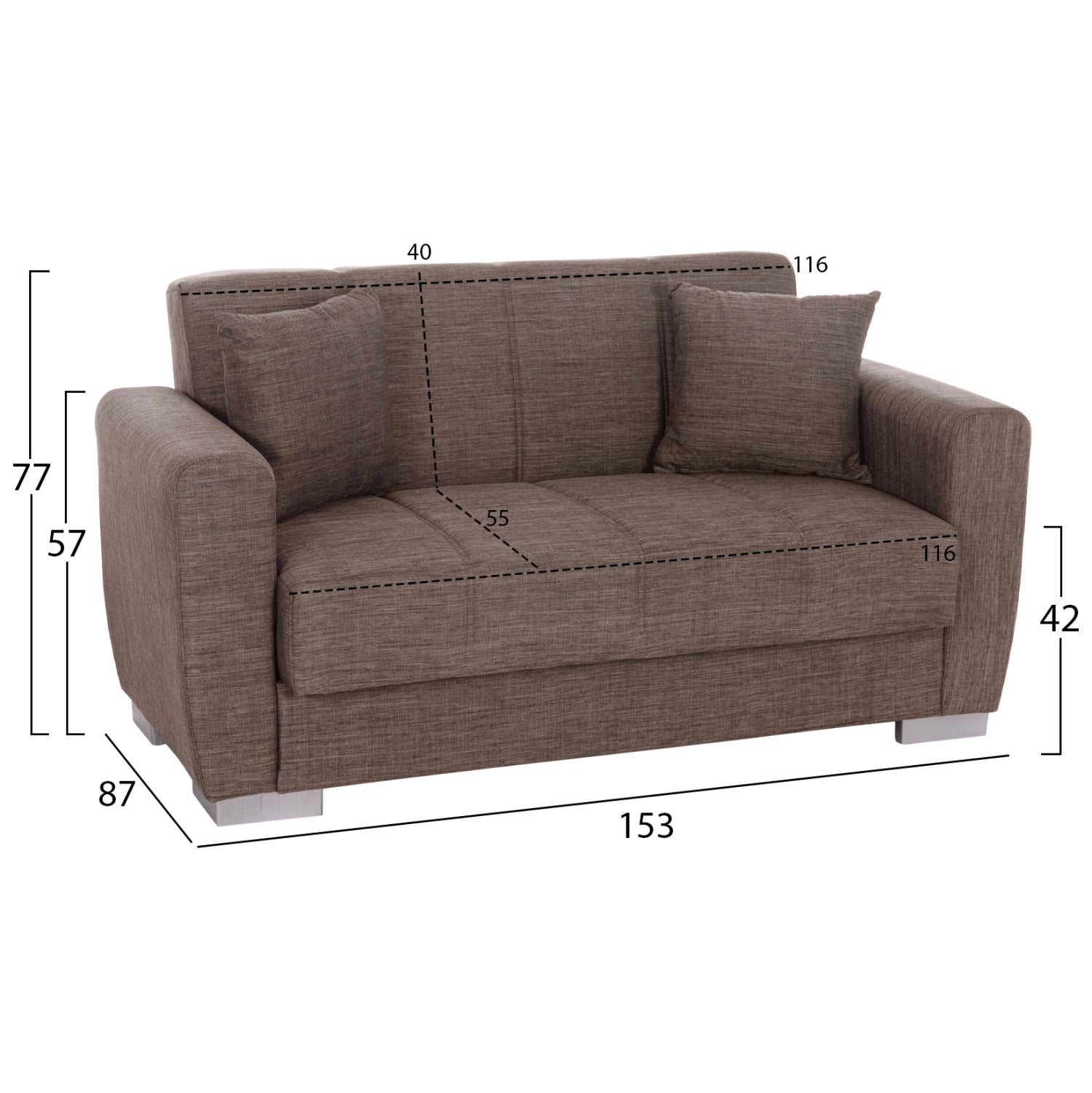 ΚΑΝΑΠΕΣ ΚΡΕΒΑΤΙ POLYA ΔΙΘΕΣΙΟΣ ΚΑΦΕ HM3241.02 153x87x77 εκ. - Pakobazaar