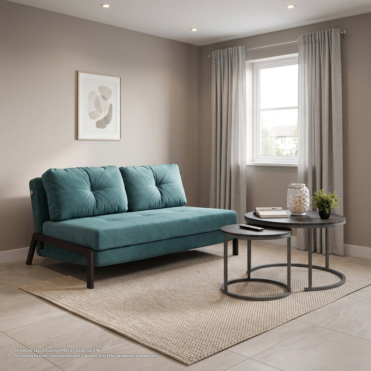 ΚΑΝΑΠΕΣ ΚΡΕΒΑΤΙ CONSTANCE HM3079.15 ΒΕΛΟΥΔΟ MENTA 2½ ΘΕΣΙΟΣ 151x92x66Υεκ. - Pakobazaar