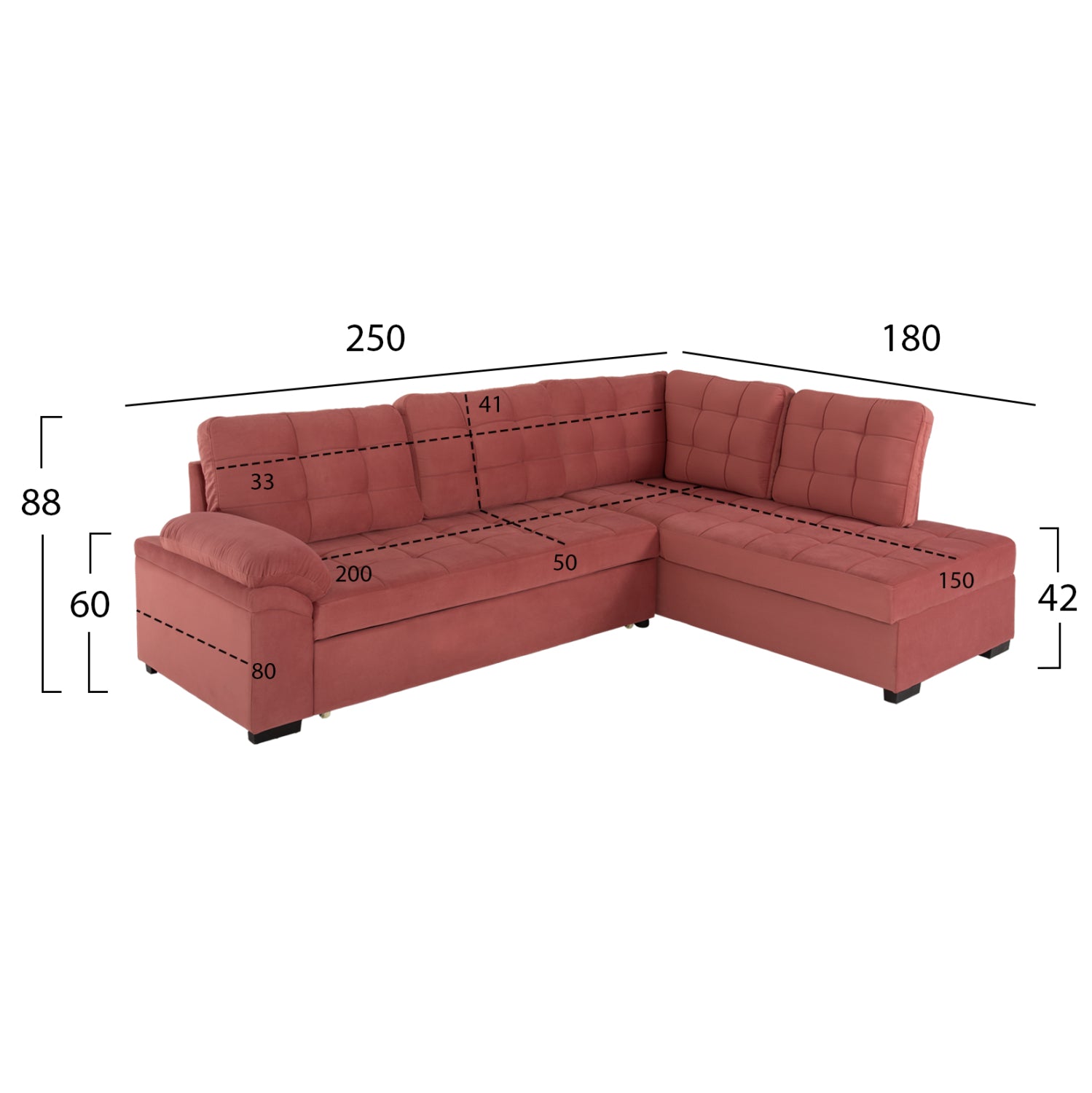 ΚΑΝΑΠΕΣ ΚΡΕΒΑΤΙ JADE HM3144.03R ΔΕΞΙΑ ΓΩΝΙΑ ΣΑΠΙΟ ΜΗΛΟ ΒΕΛΟΥΔΟ 250x80-180x73-88Υεκ. - Pakobazaar