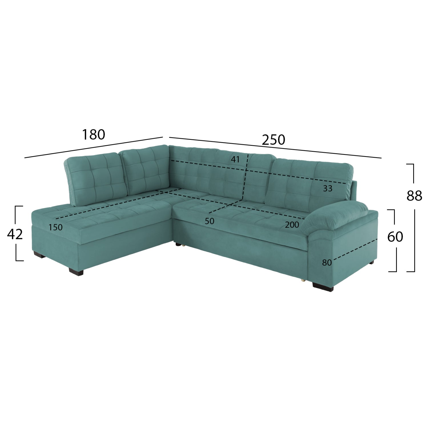 ΚΑΝΑΠΕΣ ΚΡΕΒΑΤΙ JADE HM3144.04L ΑΡΙΣΤΕΡΗ ΓΩΝΙΑ ΒΕΡΑΜΑΝ ΒΕΛΟΥΔΟ 250x80-180x73-88Υεκ. - Pakobazaar