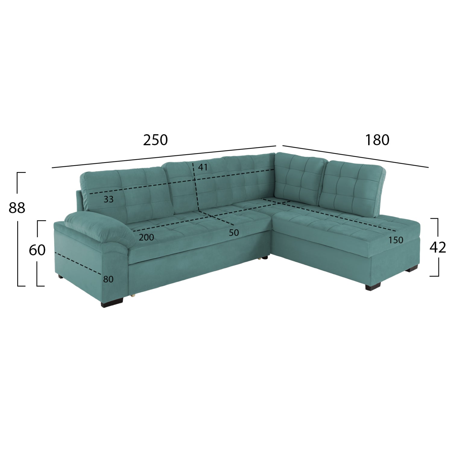 ΚΑΝΑΠΕΣ ΚΡΕΒΑΤΙ JADE HM3144.04R ΔΕΞΙΑ ΓΩΝΙΑ ΒΕΡΑΜΑΝ ΒΕΛΟΥΔΟ 250x80-180x73-88Υεκ. - Pakobazaar