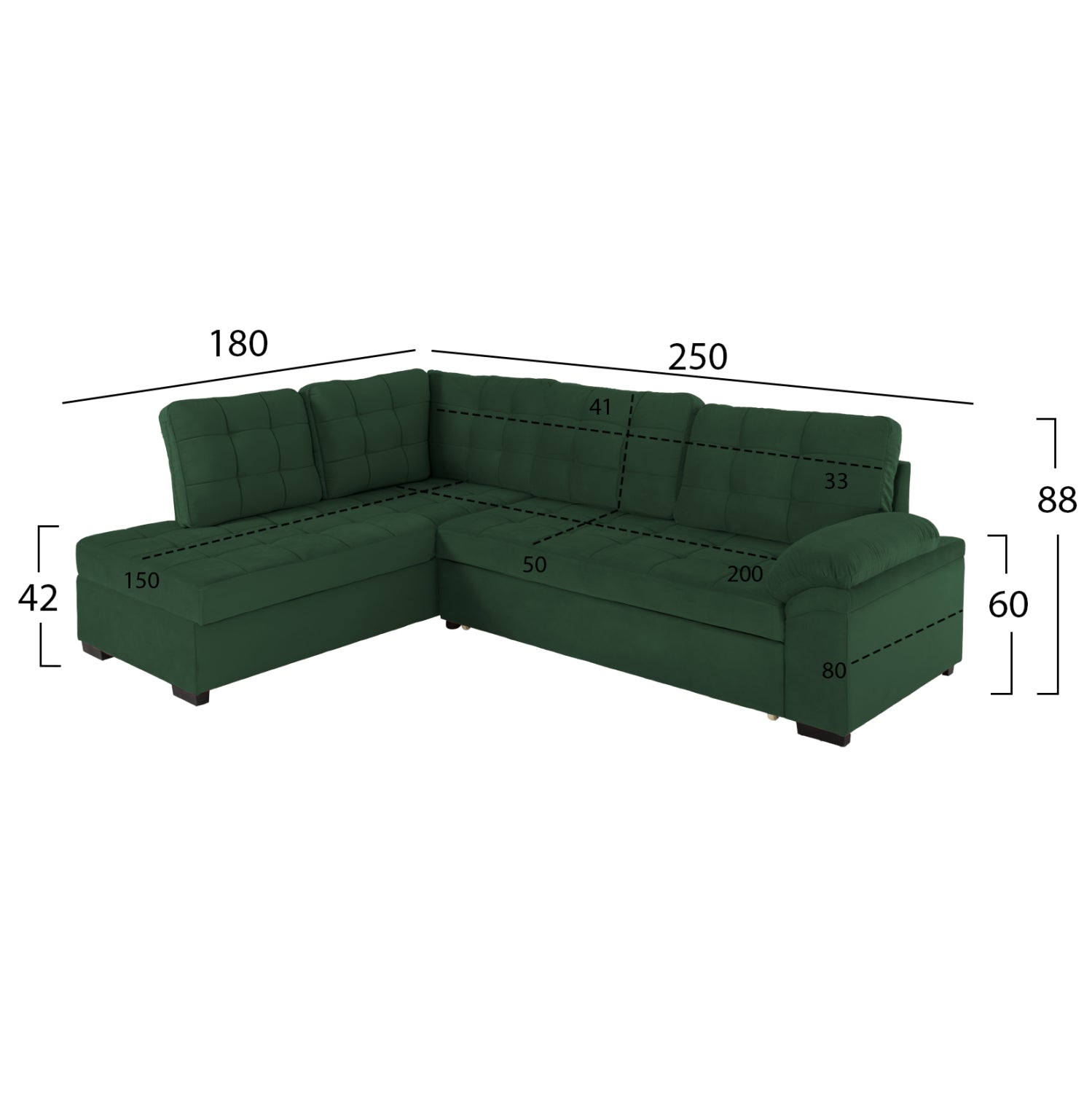 ΚΑΝΑΠΕΣ ΚΡΕΒΑΤΙ JADE HM3144.05L ΑΡΙΣΤΕΡΗ ΓΩΝΙΑ ΣΕ ΚΥΠΑΡΙΣΣΙ ΧΡΩΜΑ 250x180x88Υεκ. - Pakobazaar