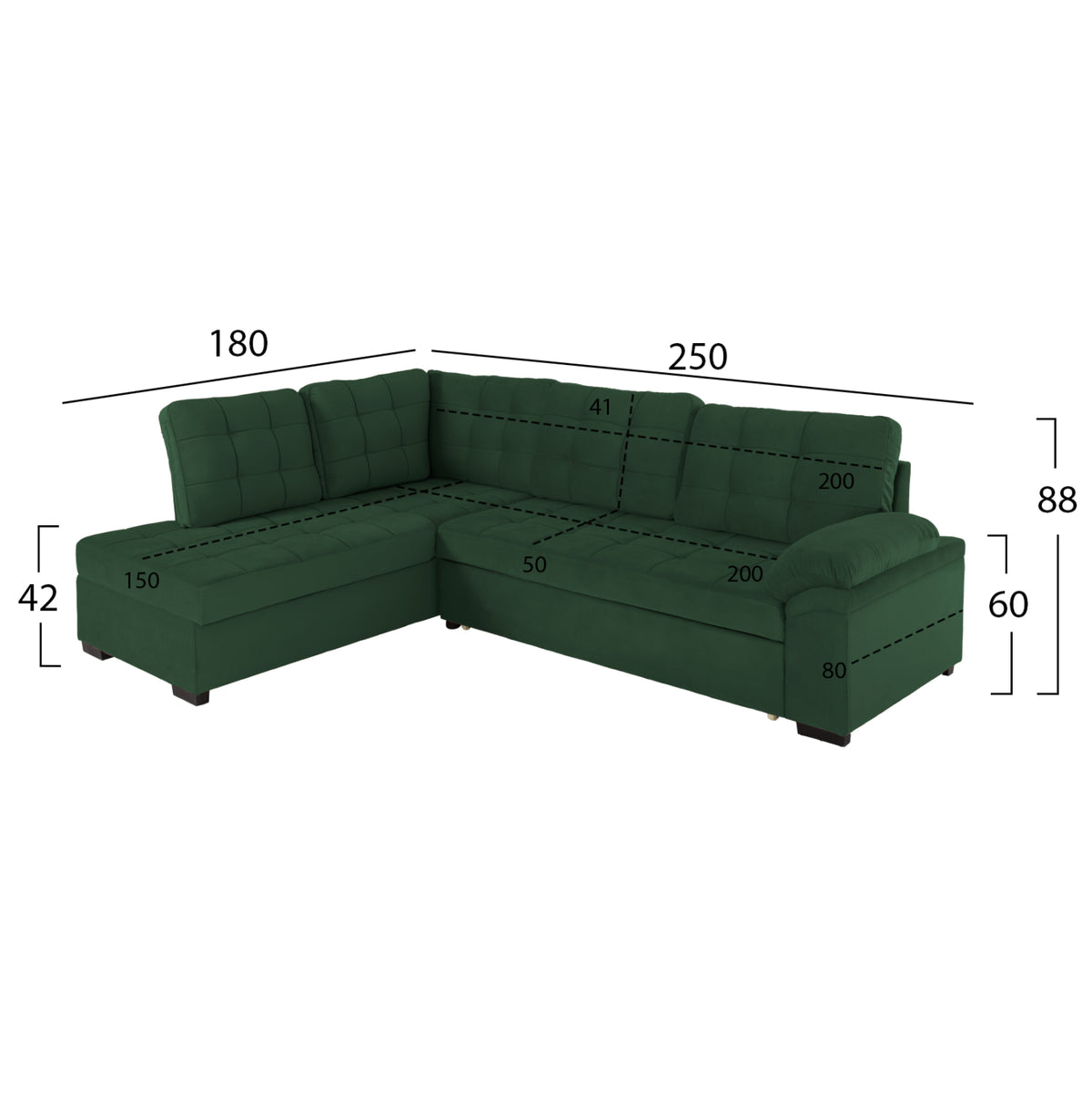 ΚΑΝΑΠΕΣ ΚΡΕΒΑΤΙ JADE HM3144.05L ΑΡΙΣΤΕΡΗ ΓΩΝΙΑ ΣΕ ΚΥΠΑΡΙΣΣΙ ΧΡΩΜΑ 250x180x88Υεκ. - Pakobazaar